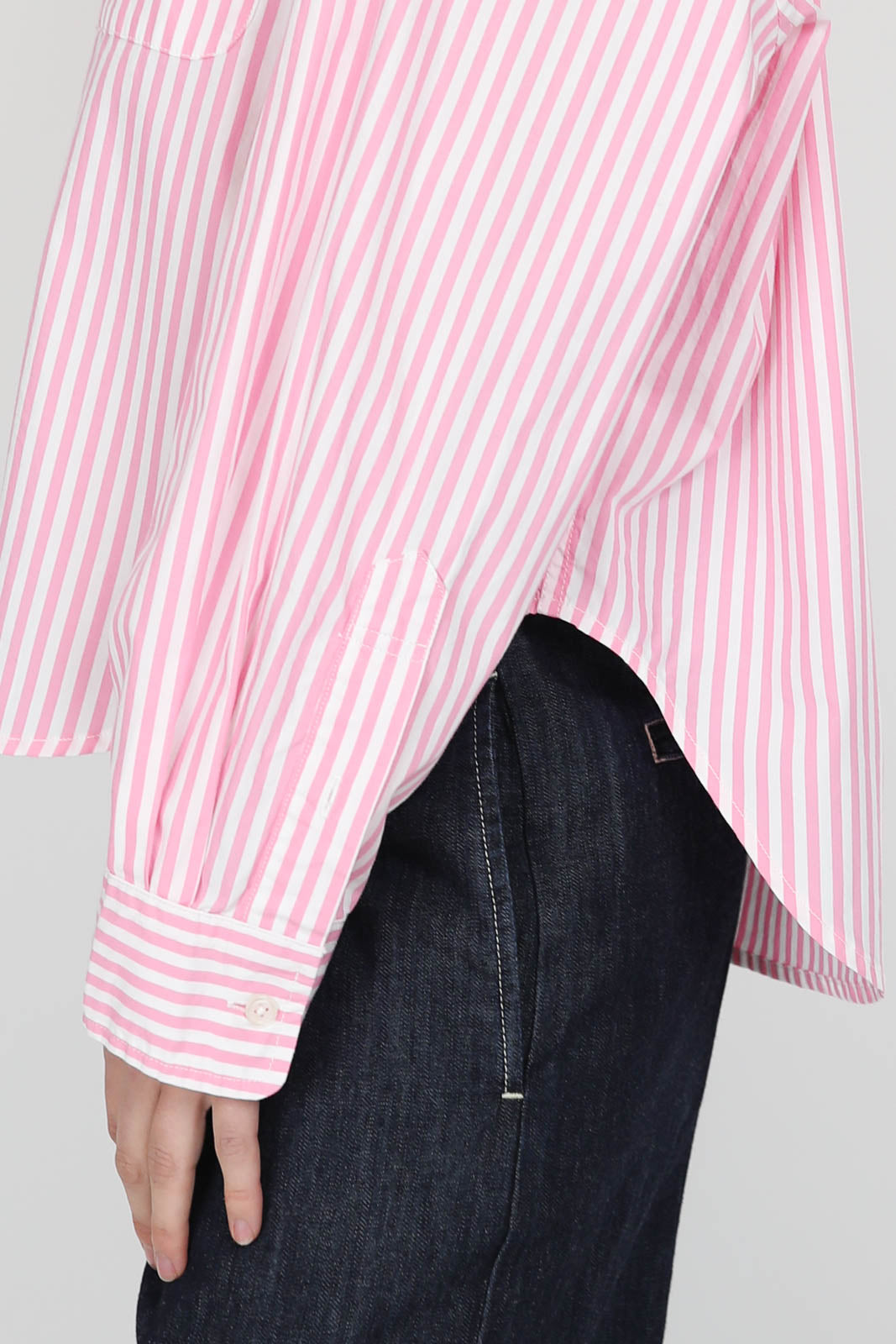 Bluse Cropped mit Streifen in Wide Pink Stripe