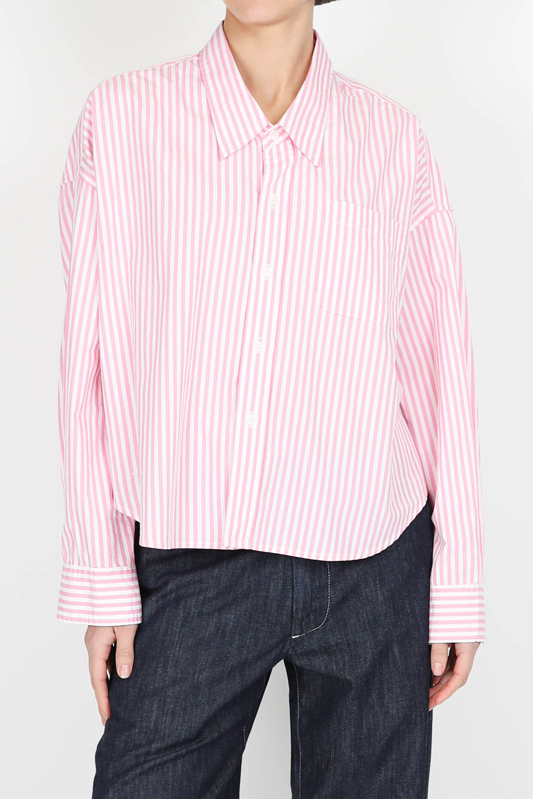 Bluse Cropped mit Streifen in Wide Pink Stripe