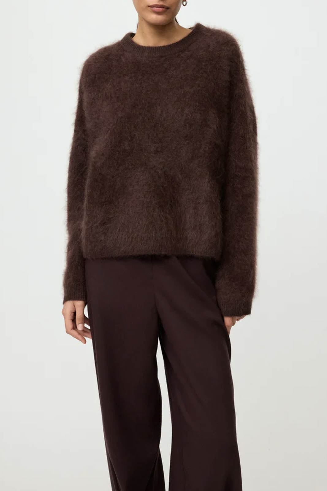 Soft Goat, Pullover Brushed Boyfriend in Mocha