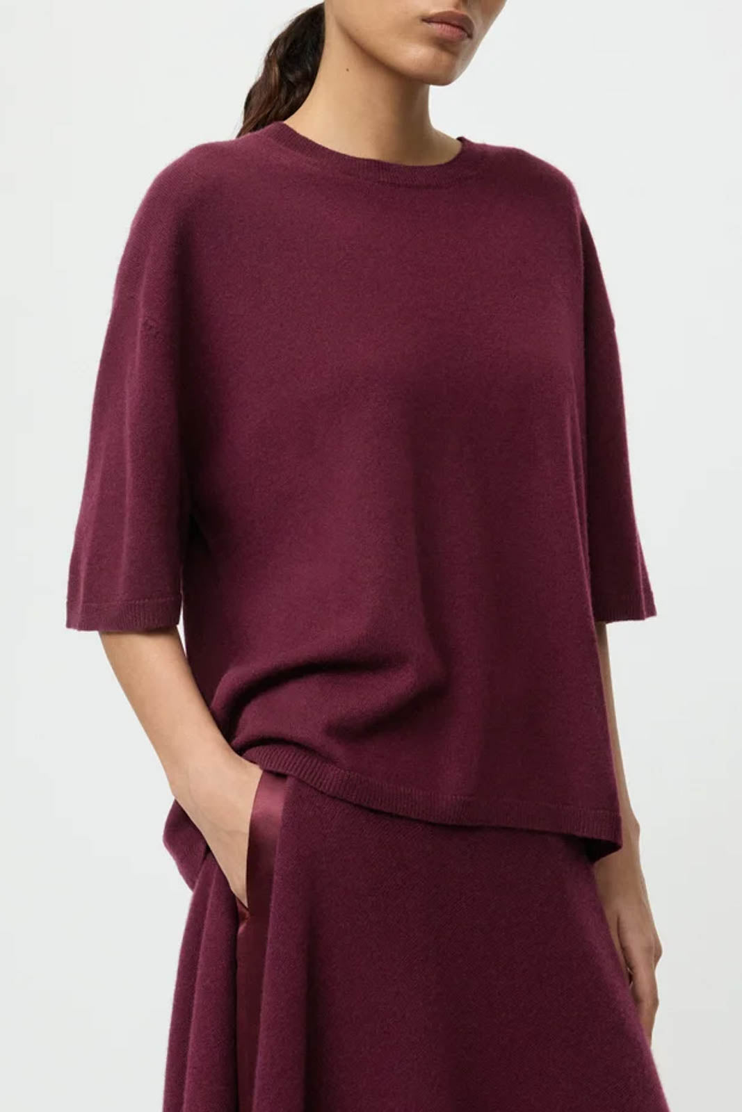 Soft Goat, Pullover Boyfriend in Bordeaux