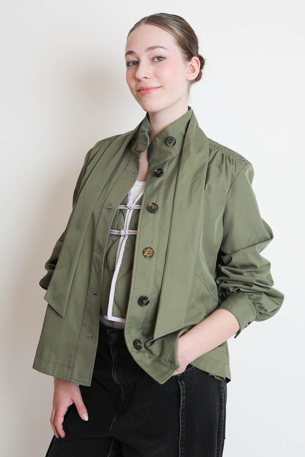 Forte-Forte, Jacke Rainproof Twill in Khaki