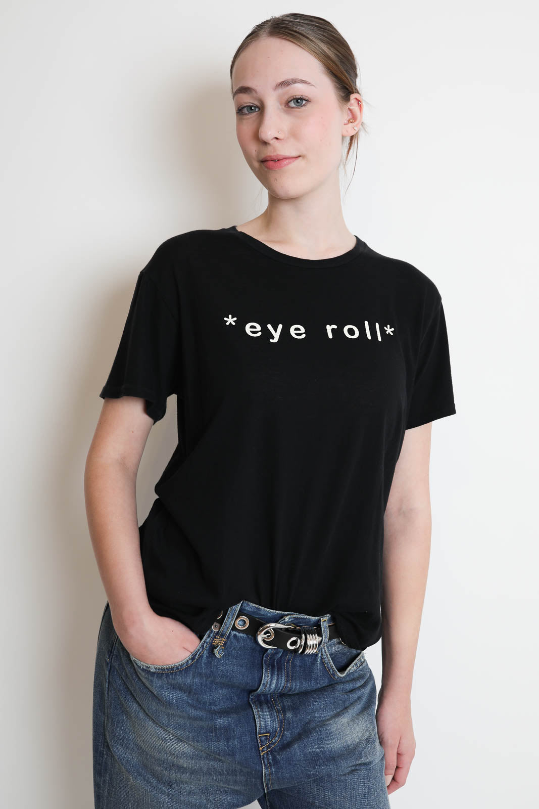 R13, T-Shirt Eye Roll in Schwarz