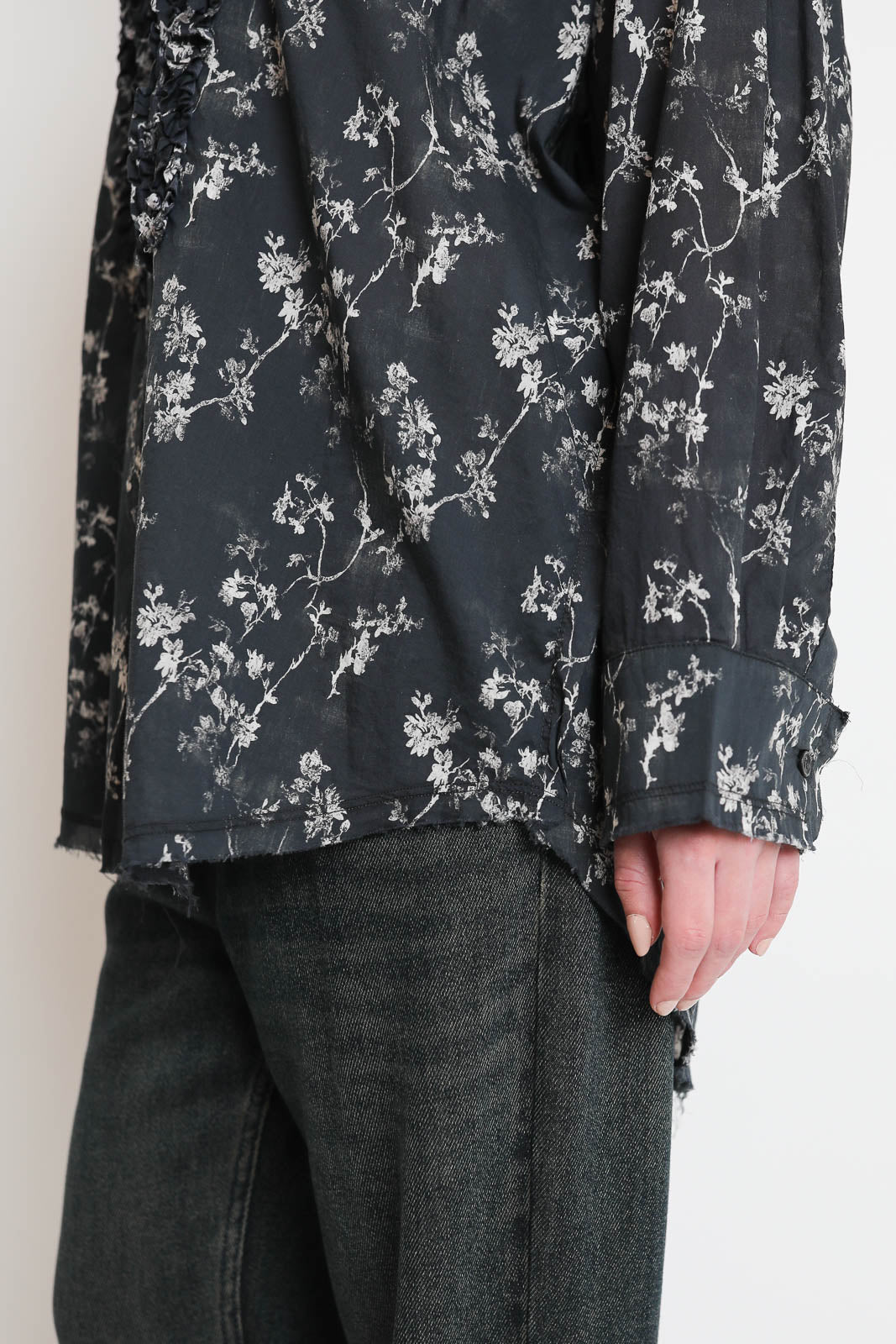 R13, Bluse Ruffle in Floral Black