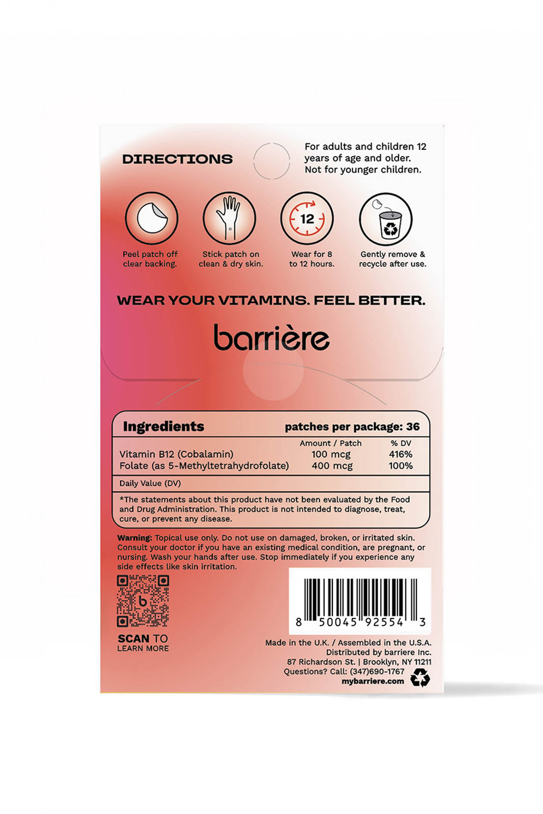 Barrière, Pflaster Energy Boost Vitamin B12 Icons