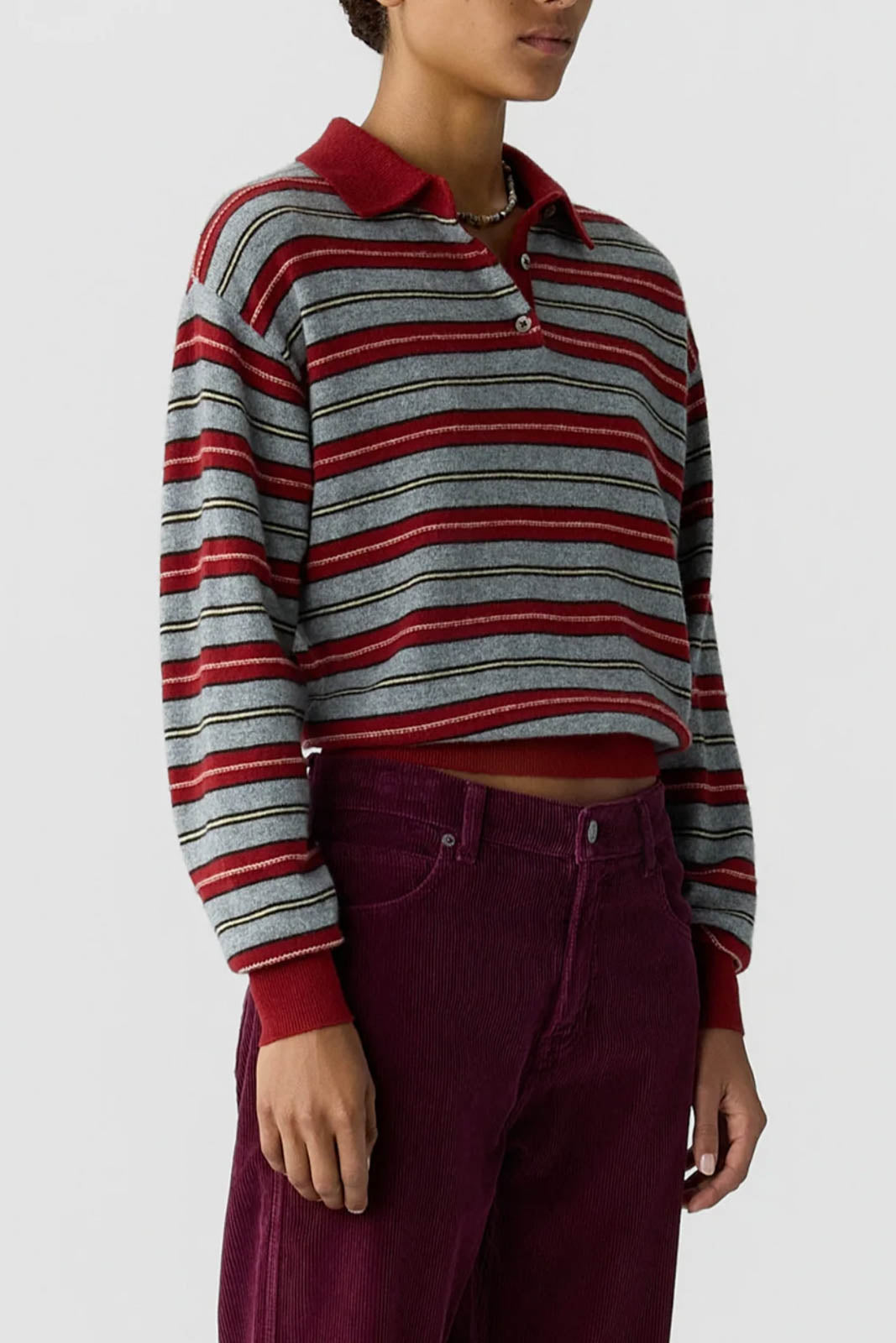 Guest in Residence, Pullover Collegiate in Carmine Combo