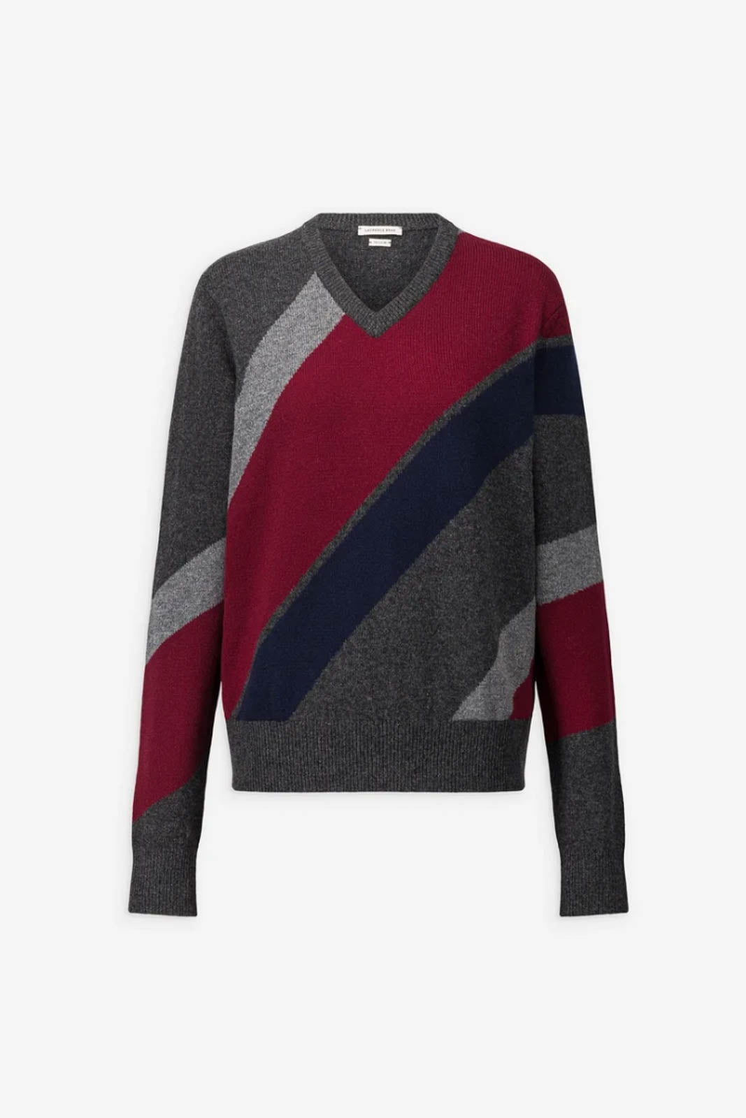 Laurence Bras, Pullover Cyan in Grey/Burgundy/Navy