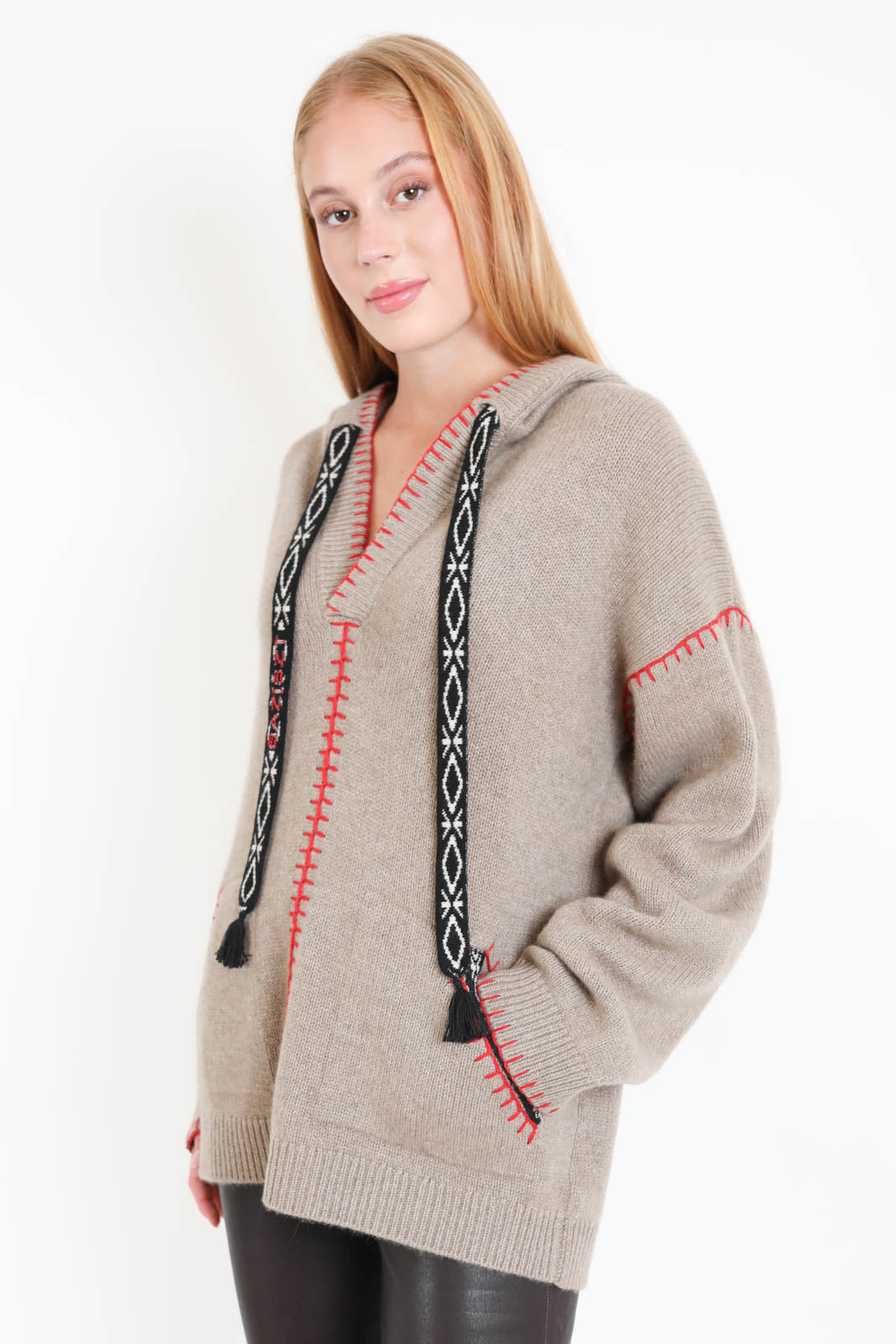 Baziszt, Pullover Kafti in Taupe