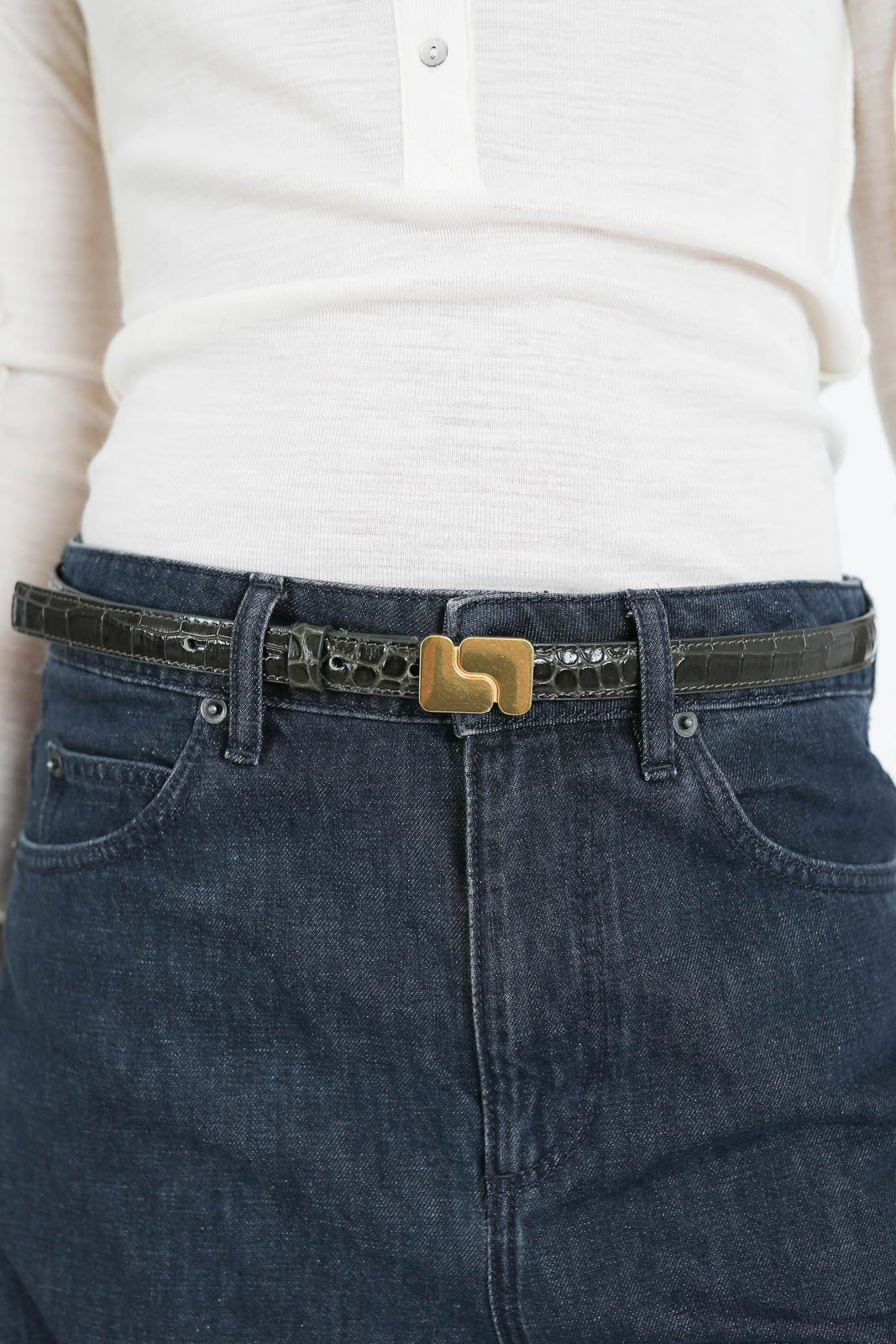 Soeur, Ninon Mini Belt in Vert Olive