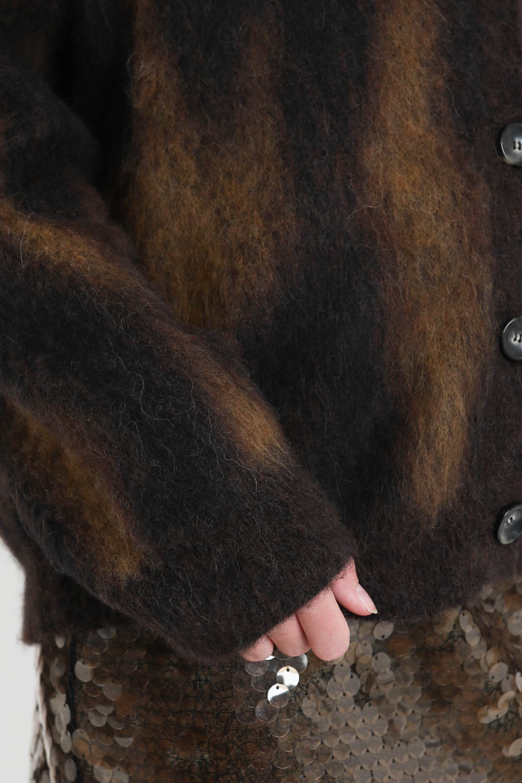 Roberto Collina, Cardigan Jacquard Animalier in Moro