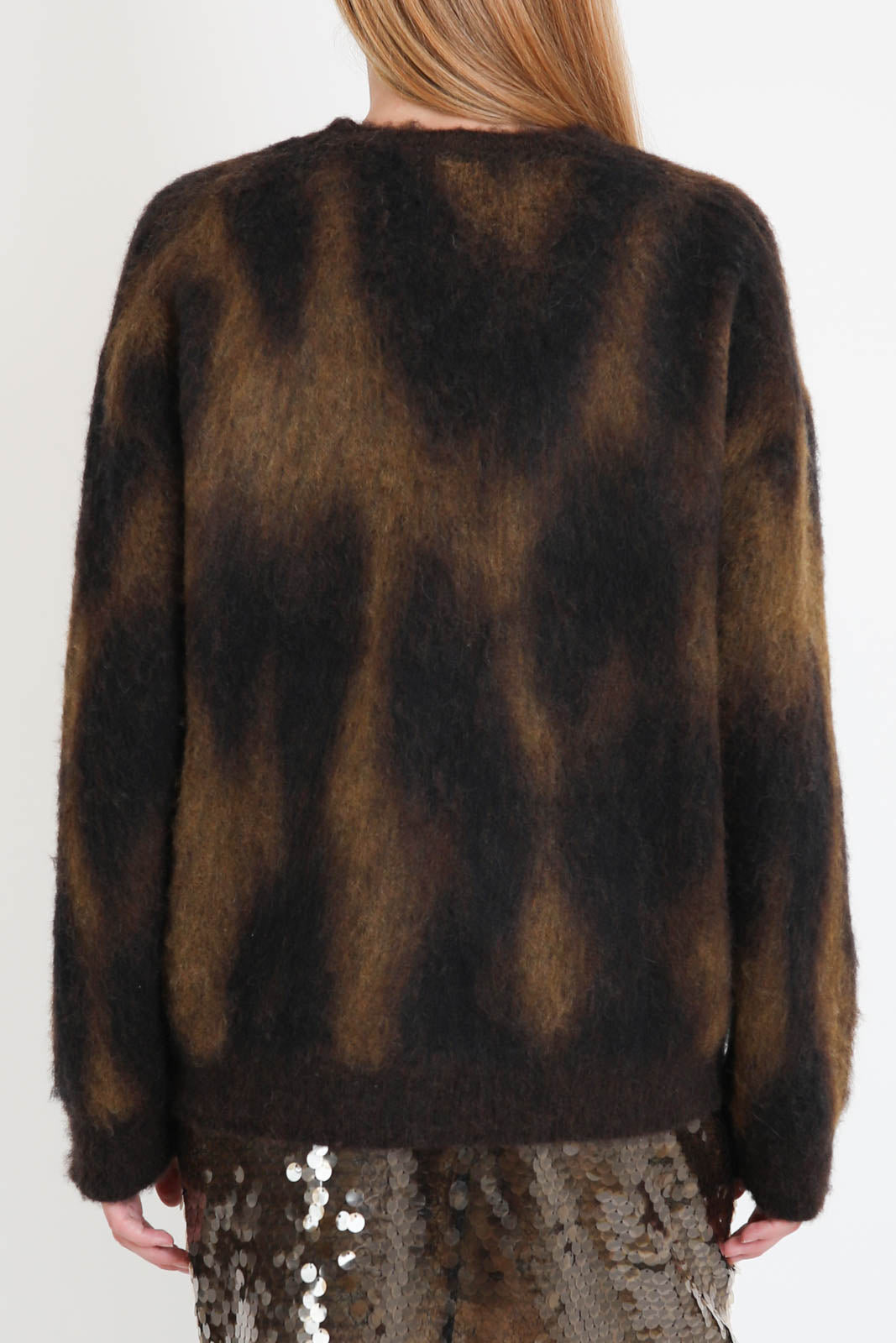 Roberto Collina, Cardigan Jacquard Animalier in Moro