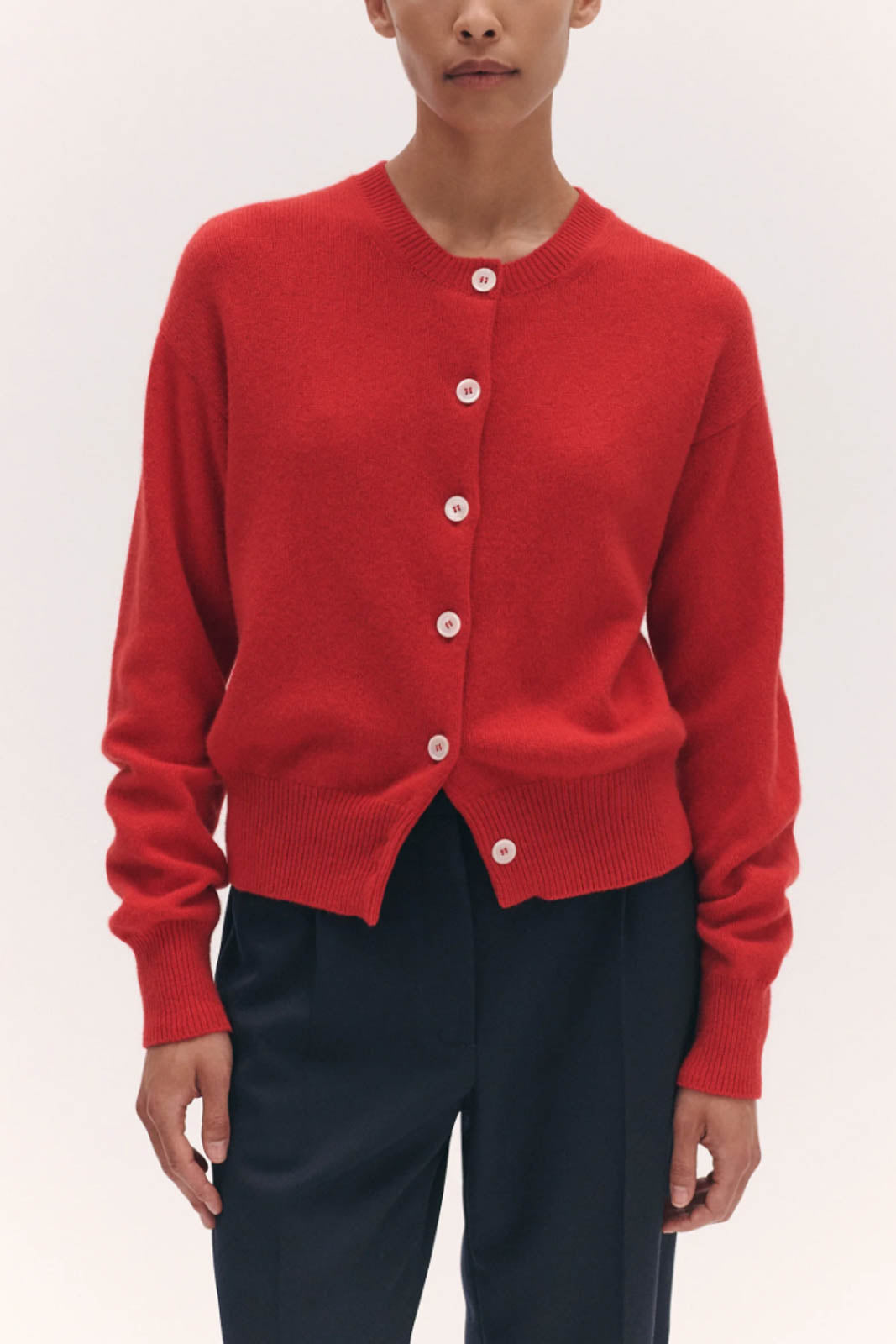&Daughter, Cardigan Ada Crewneck in Poppy Red
