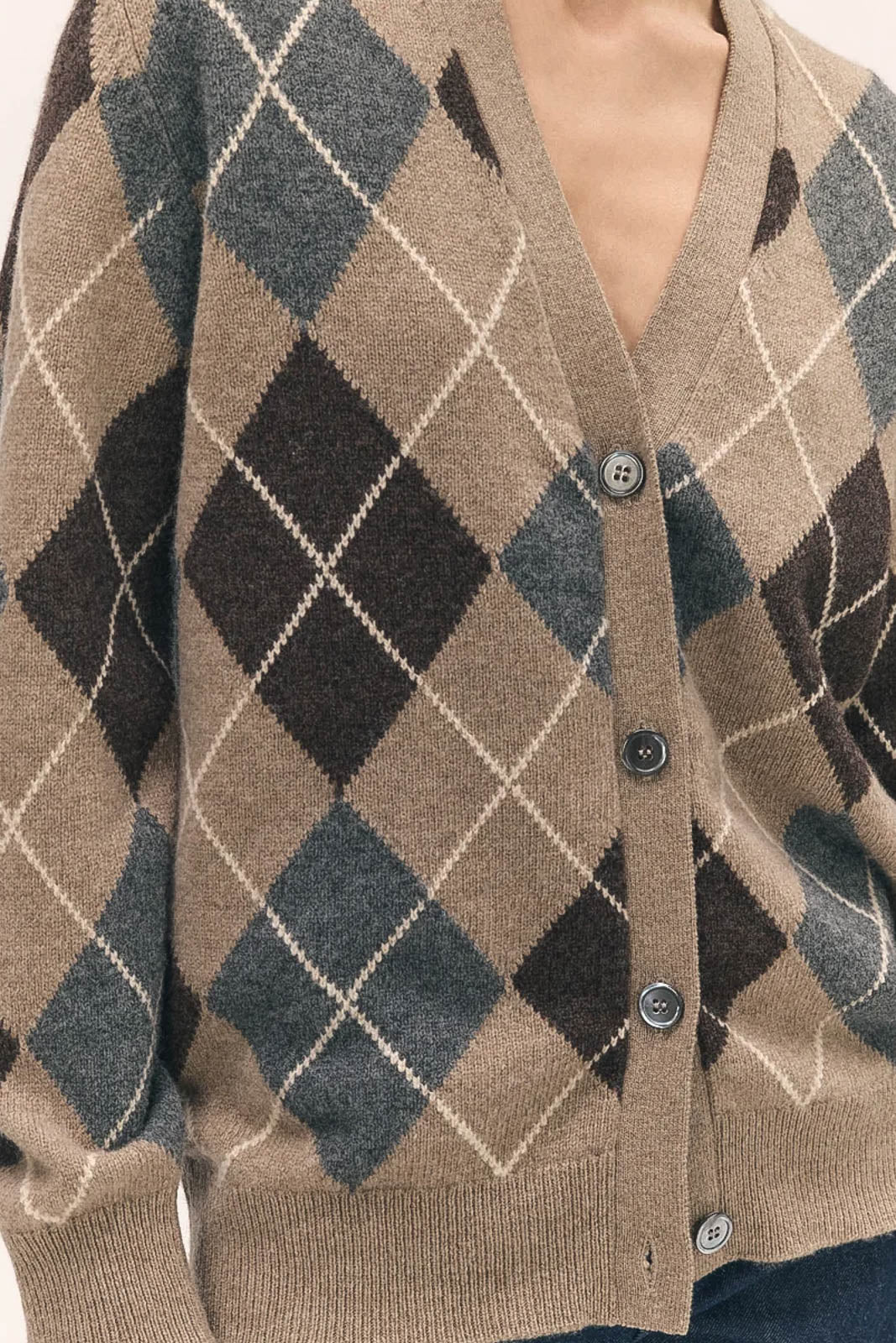 &Daughter, Cardigan Ava Argyle in Dark Natural, Porcupine & Grey
