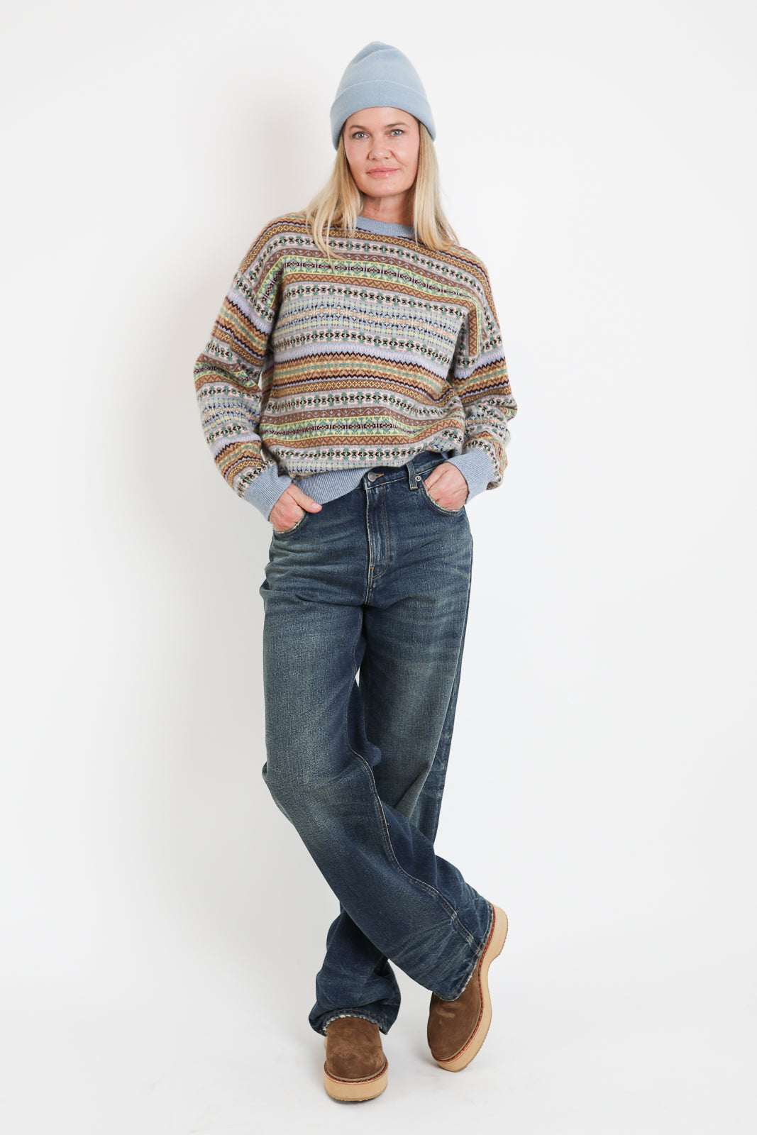 &Daughter, Pullover Lome Fairisle Crewneck in Vintage Multi