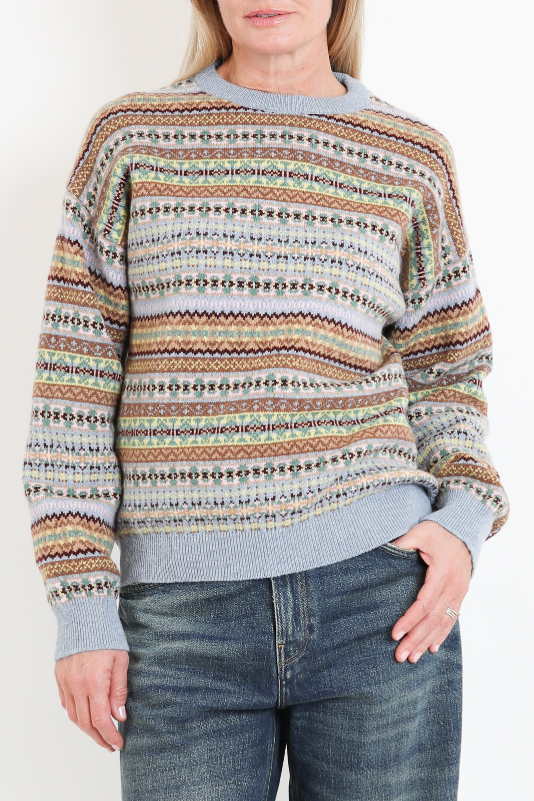 &Daughter, Pullover Lome Fairisle Crewneck in Vintage Multi