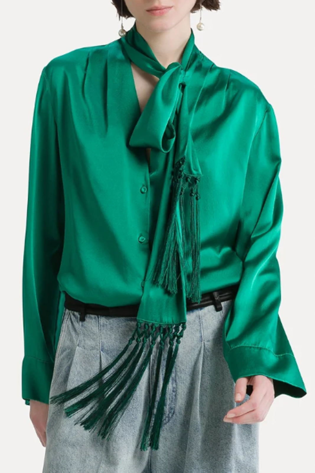 Forte Forte, Bluse aus Satin in Royal