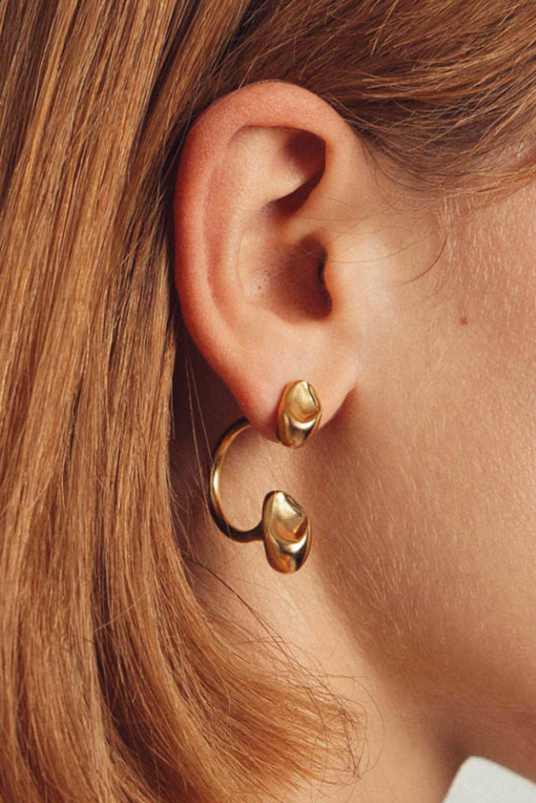 Ohrringe Double Coeur in Gold