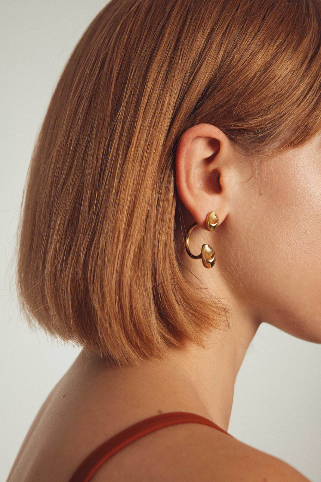 Ohrringe Double Coeur in Gold