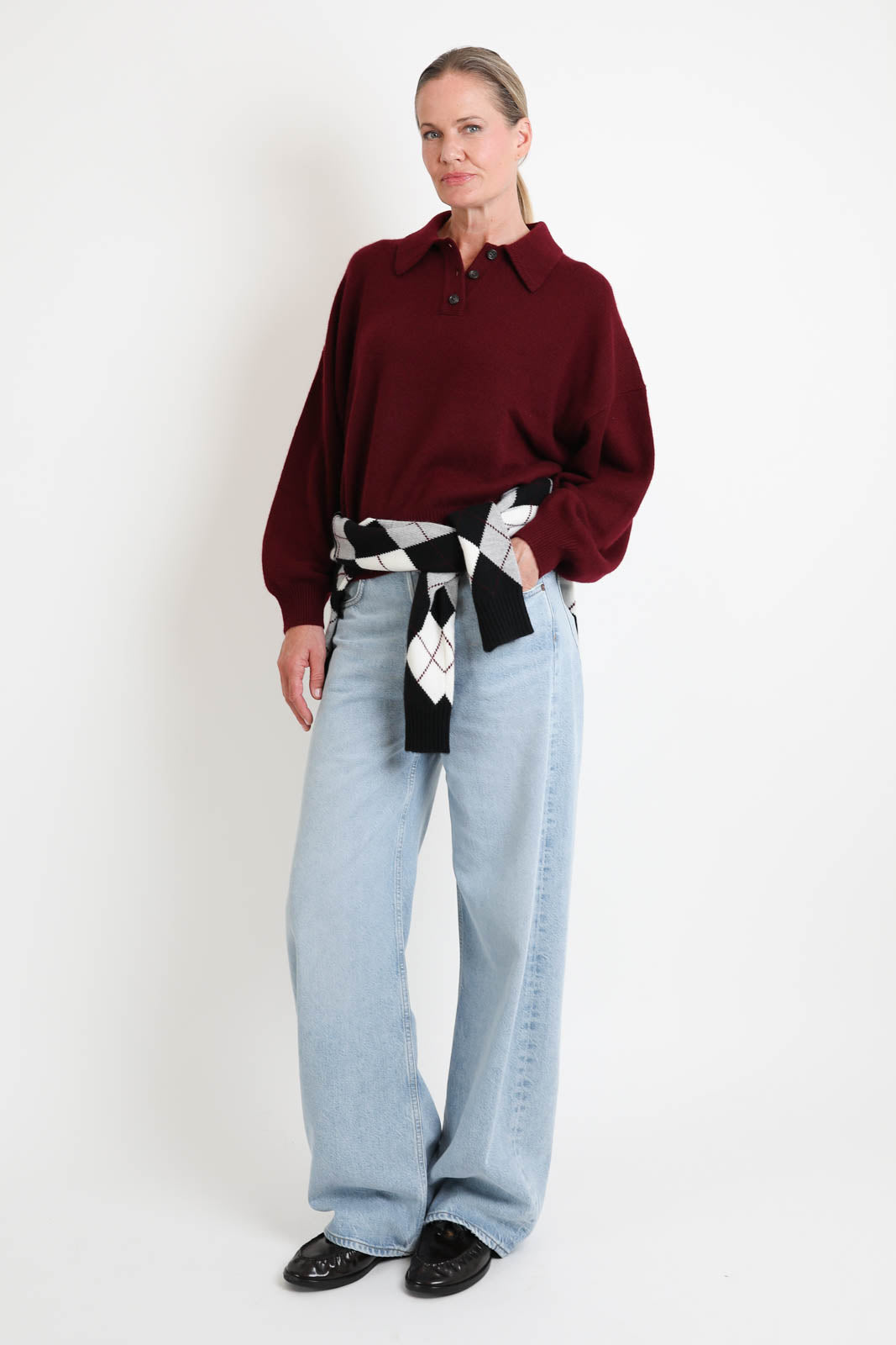 Antoni Argyle Sweater in Black/Cream/Dove
