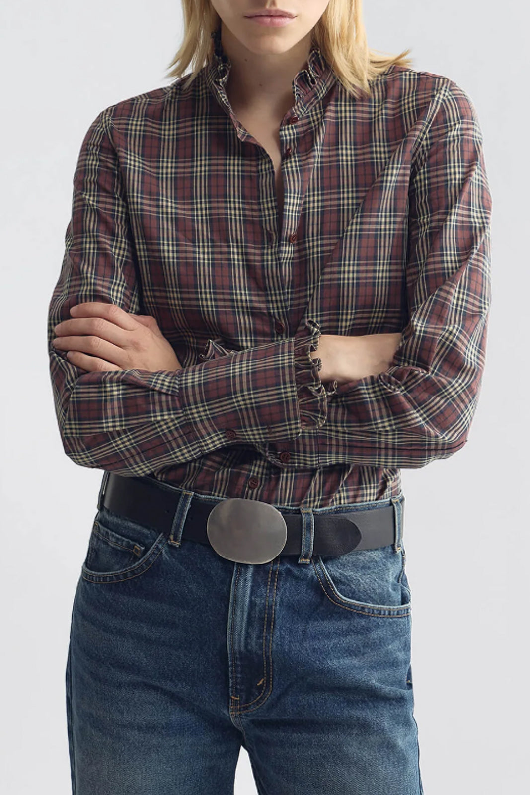 Nili Lotan, Elio Blouse in Rustic Check