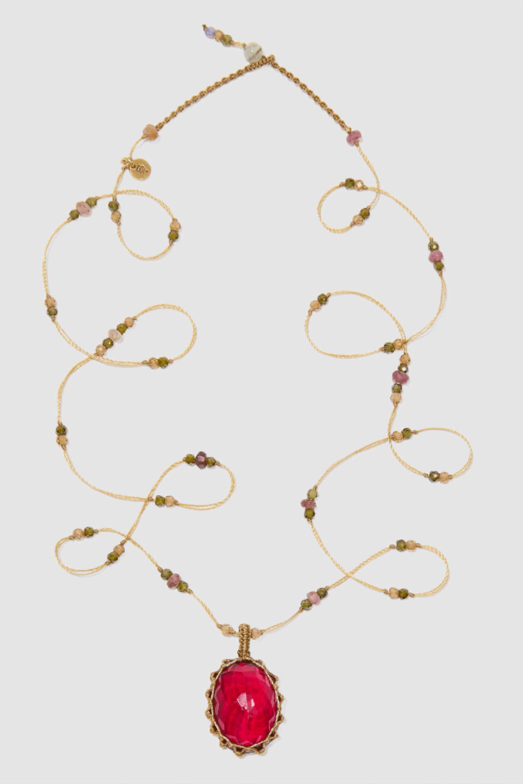 Sharing Bijoux, Long Tibetan Necklace in Indian Glass Red