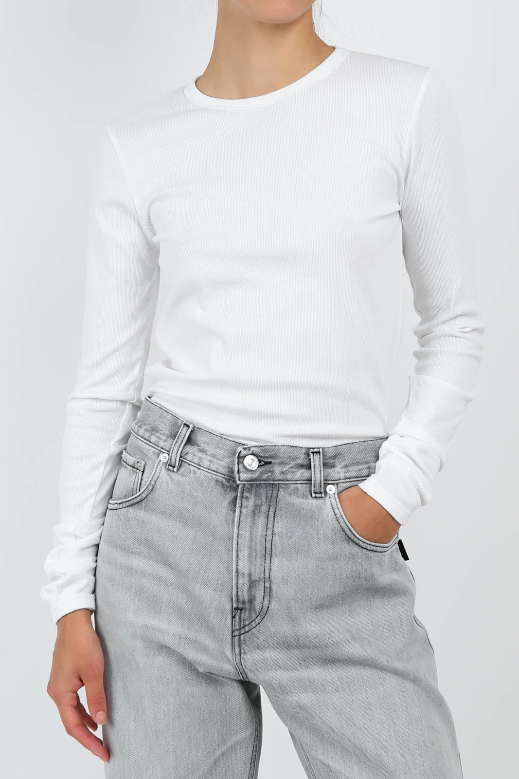 Langarm-Shirt Mor in Weiss