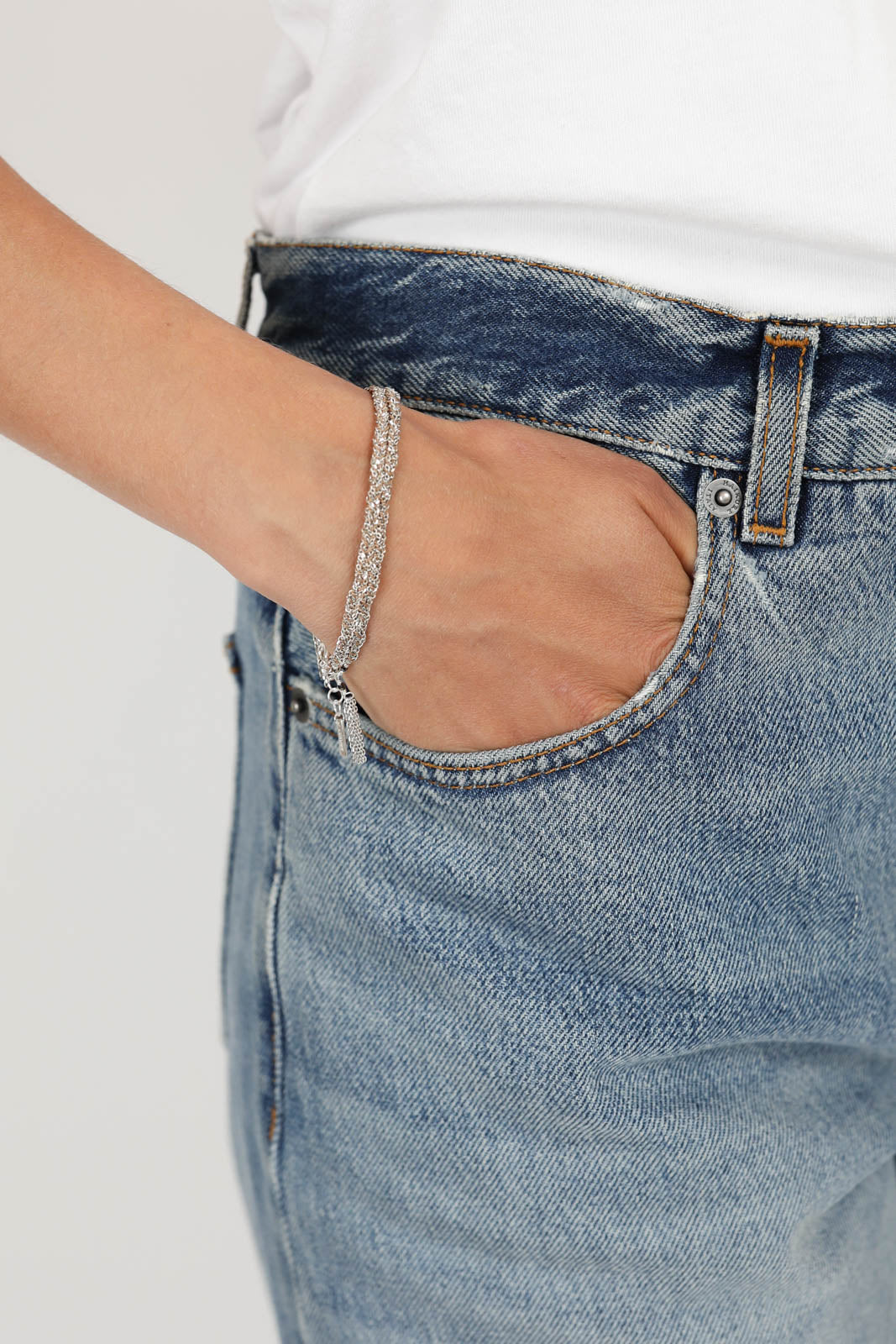 Armband N°183 in Silber/Beige