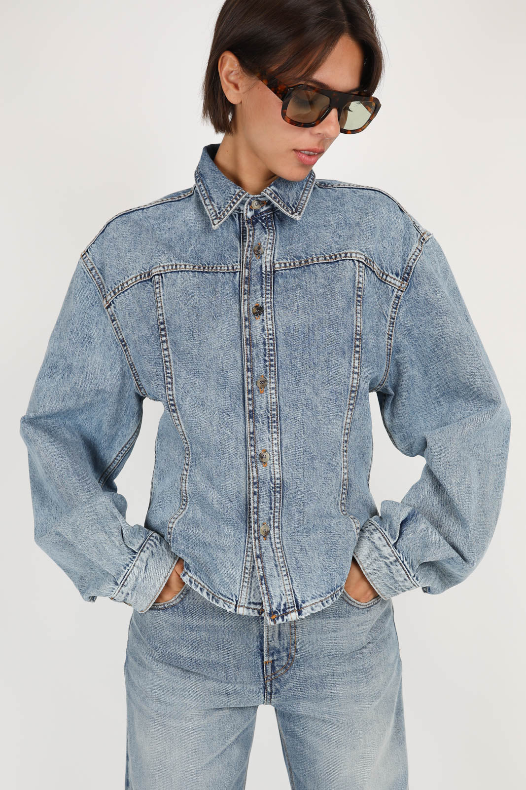 Bluse Lee in Dive Blue Wash