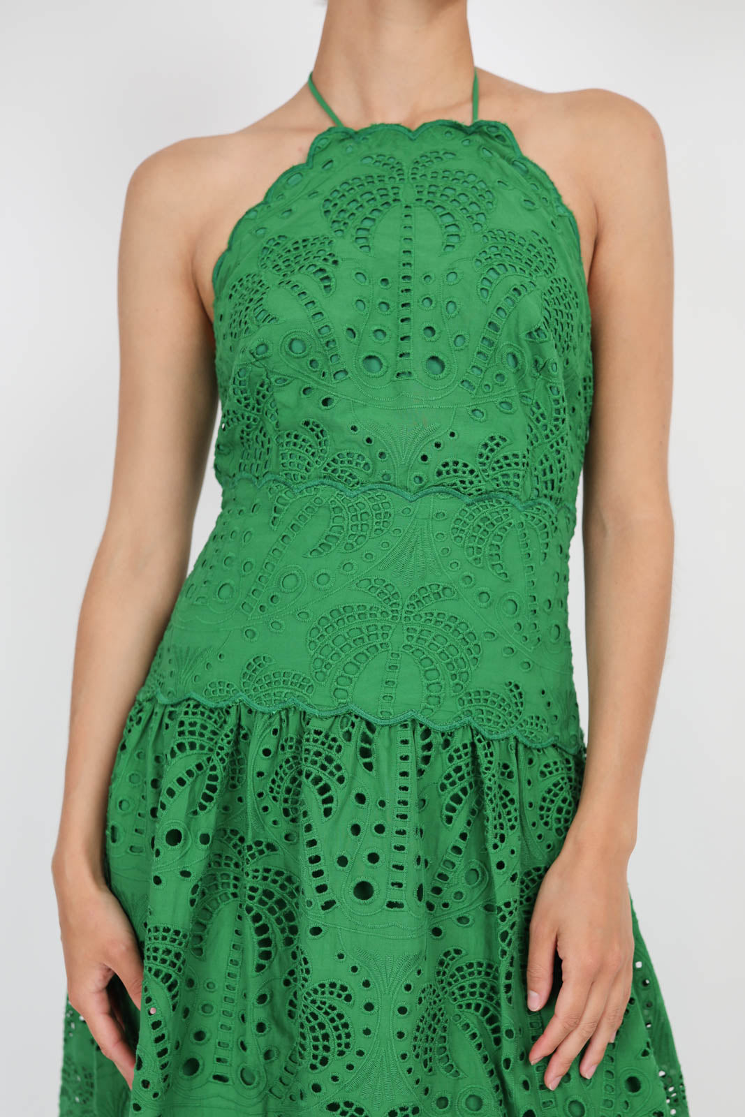 Kleid Palm Tree Eyelet in Grün