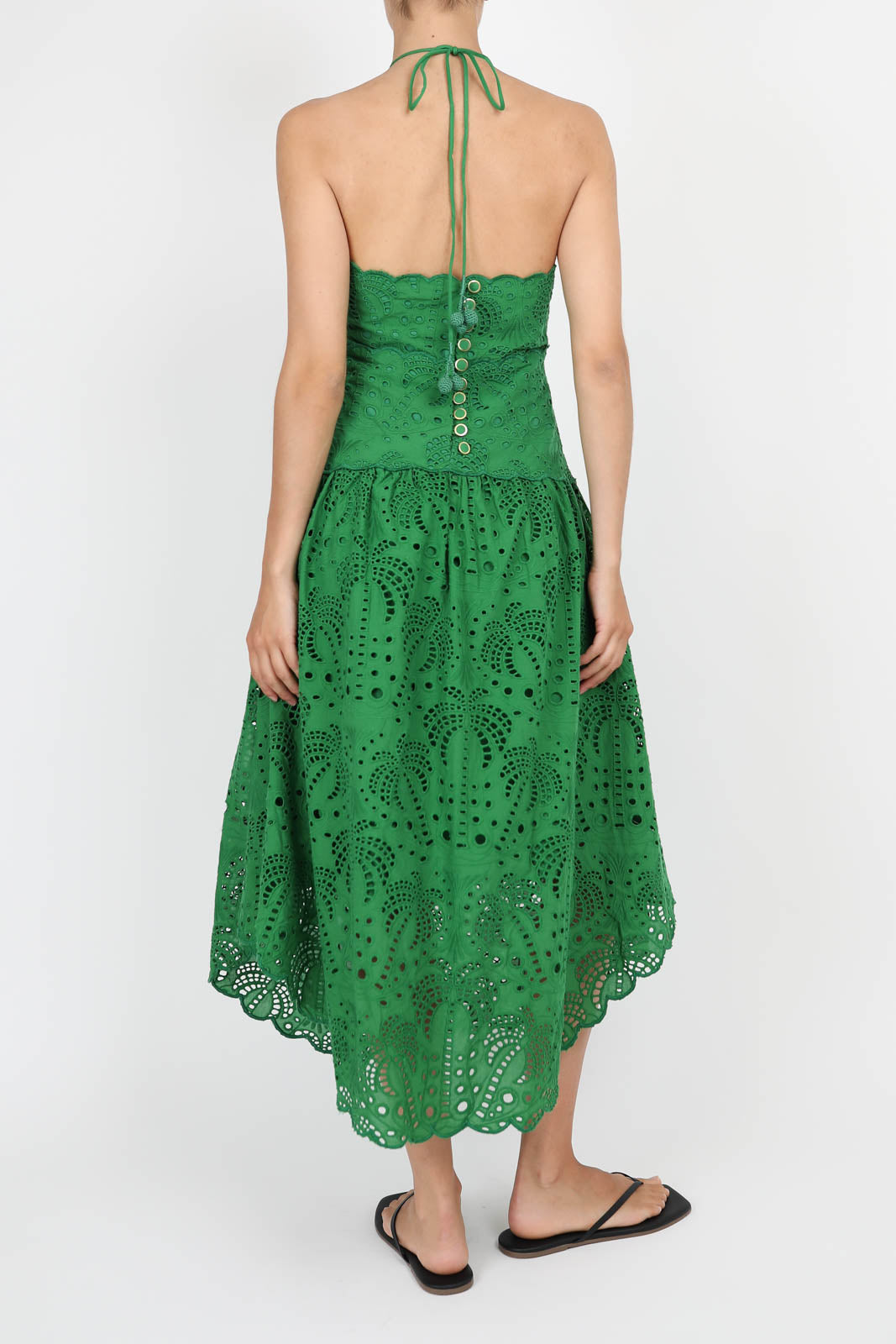 Kleid Palm Tree Eyelet in Grün