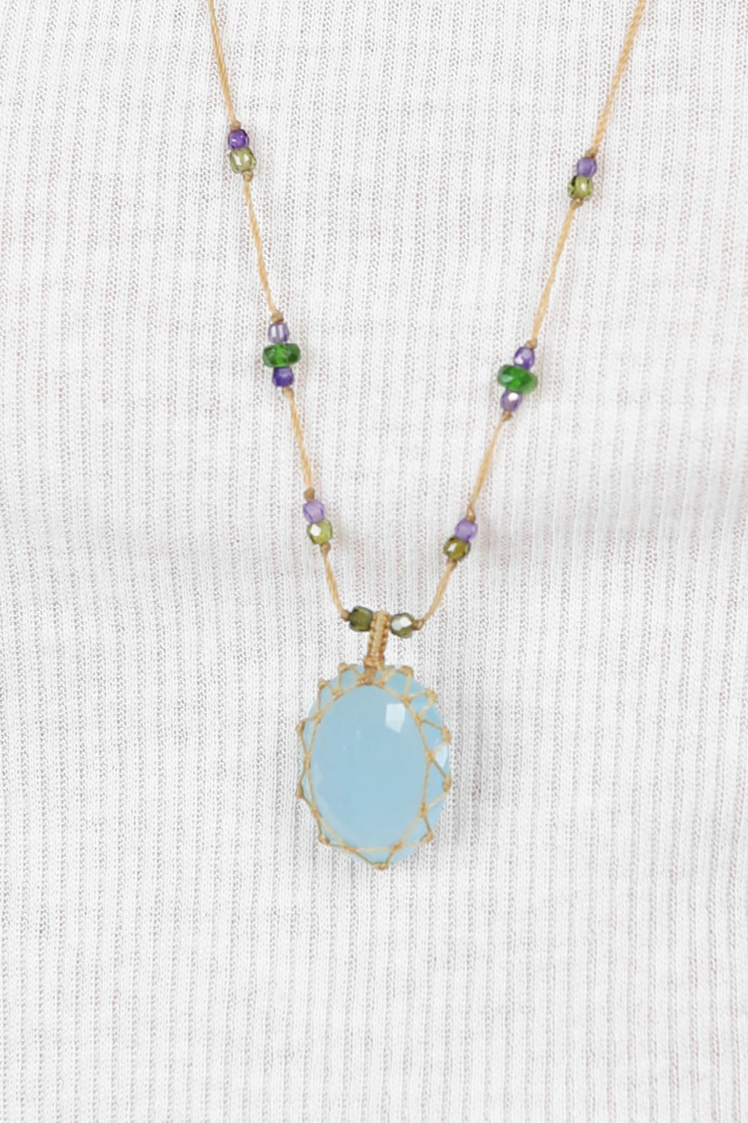 Halskette Tibet in Aquamarine