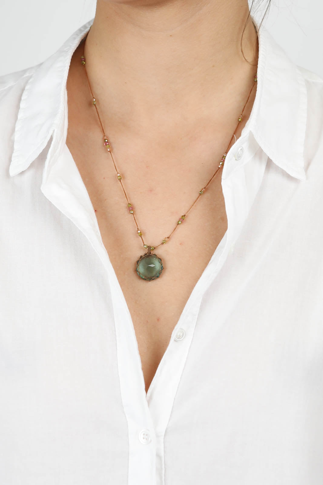 Halskette Tibet in Fluorite Green