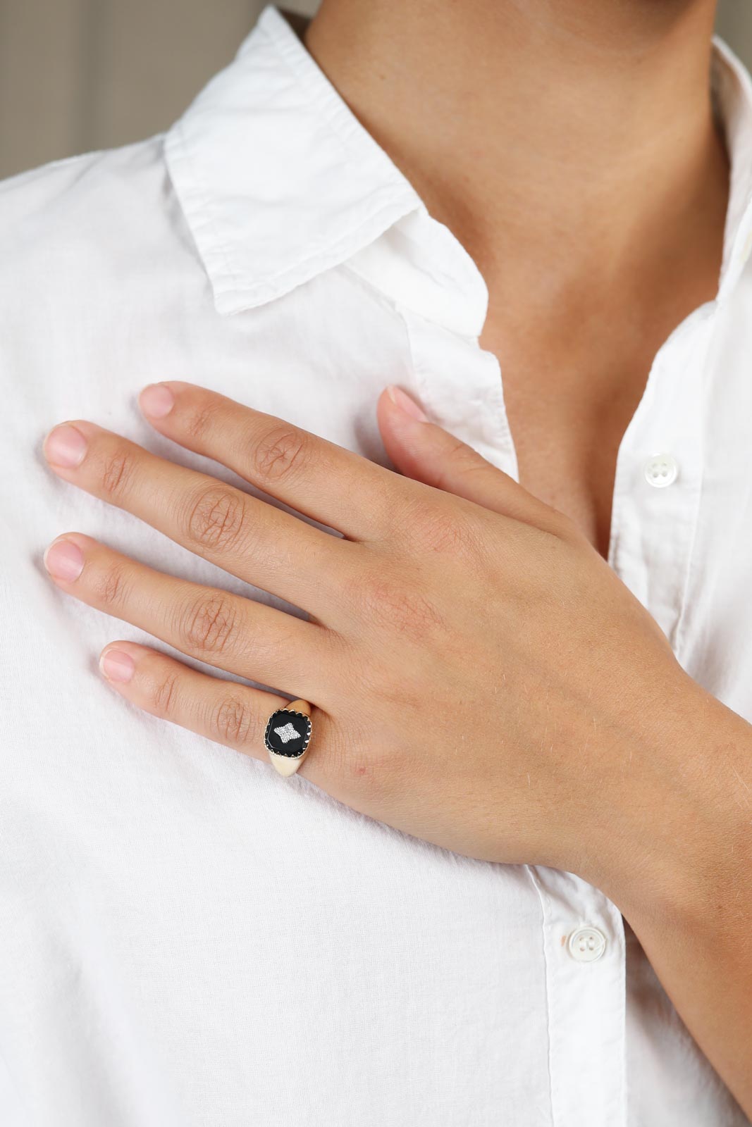Ring Pierrot Signet in Schwarz