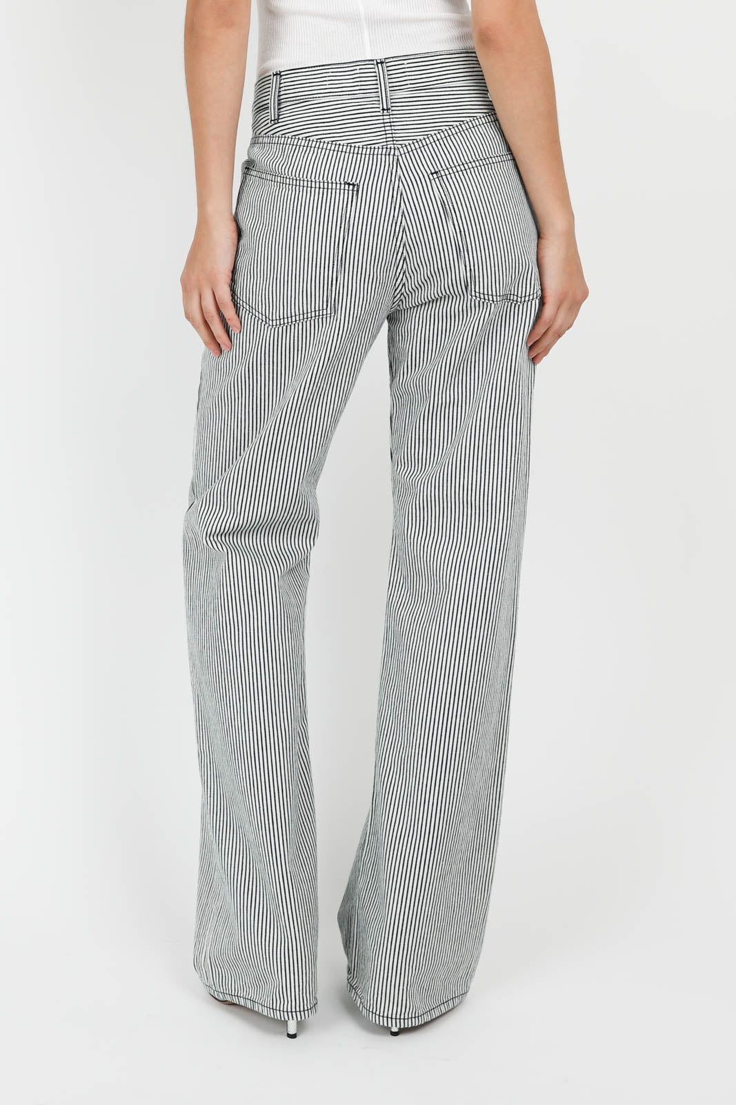 Jeans Mitchell in White/Indigo Hickory Stripe