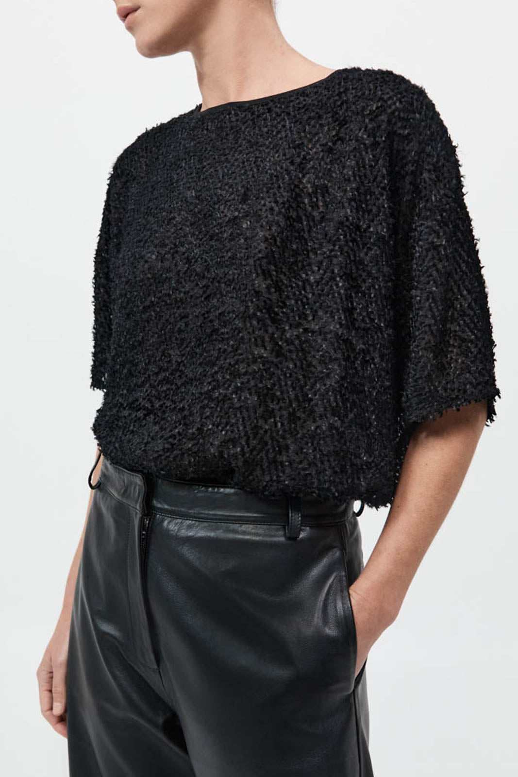 T-Shirt Feathered Silk in Schwarz