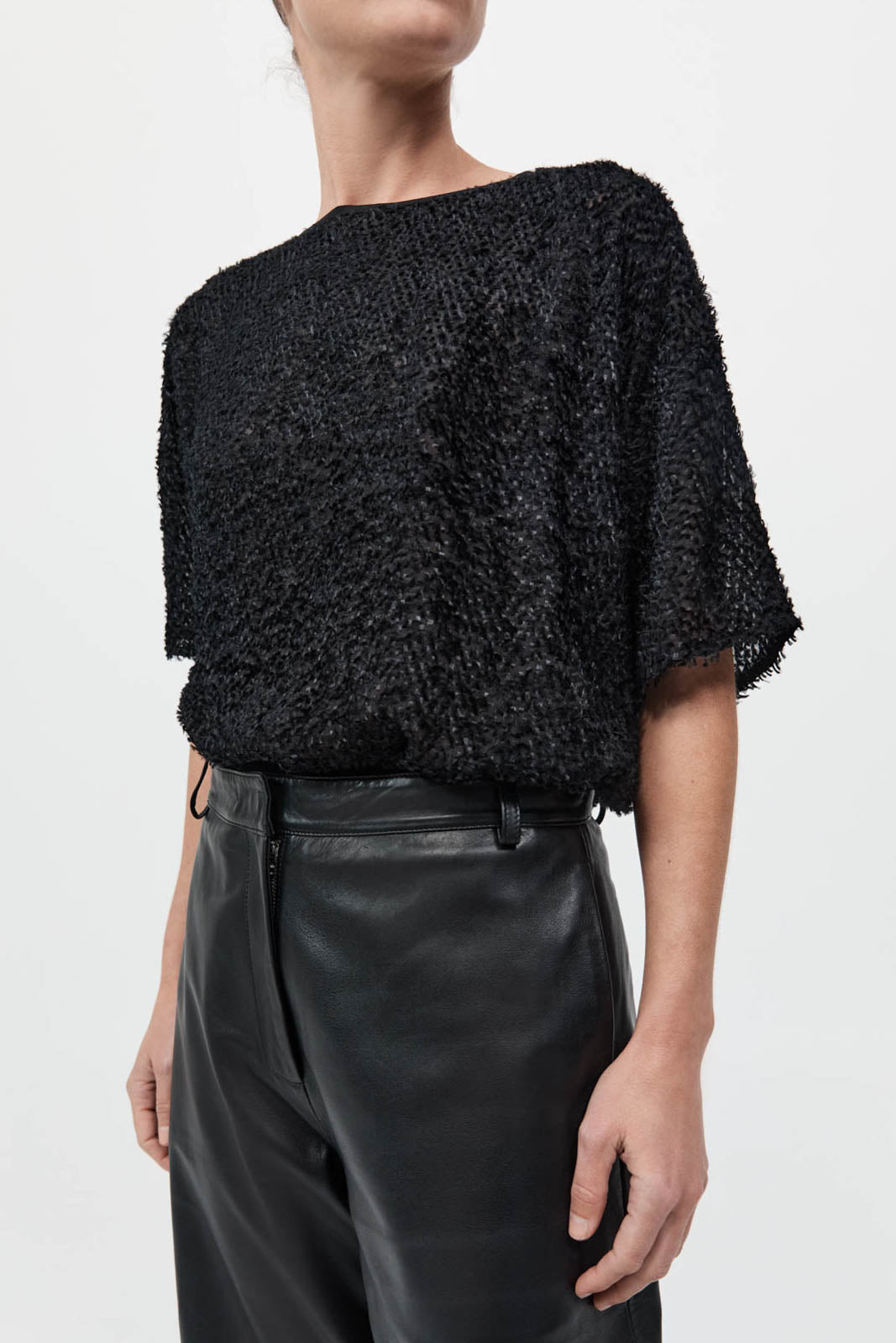 T-Shirt Feathered Silk in Schwarz