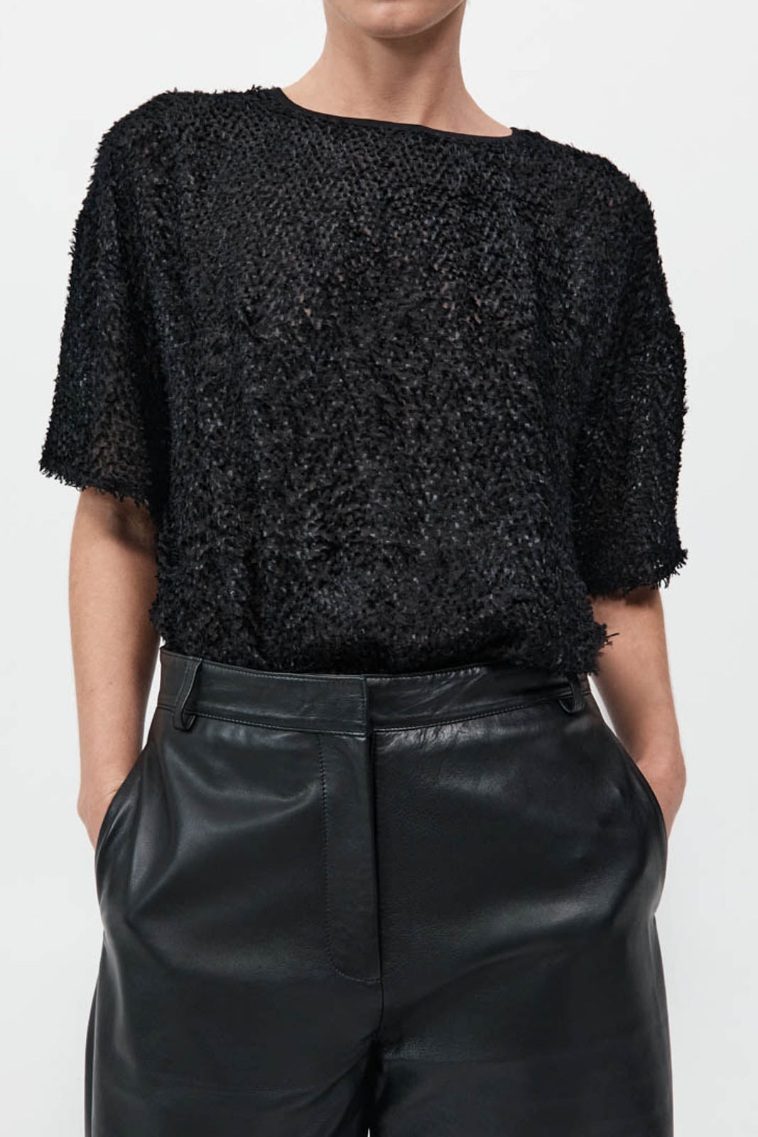 T-Shirt Feathered Silk in Schwarz