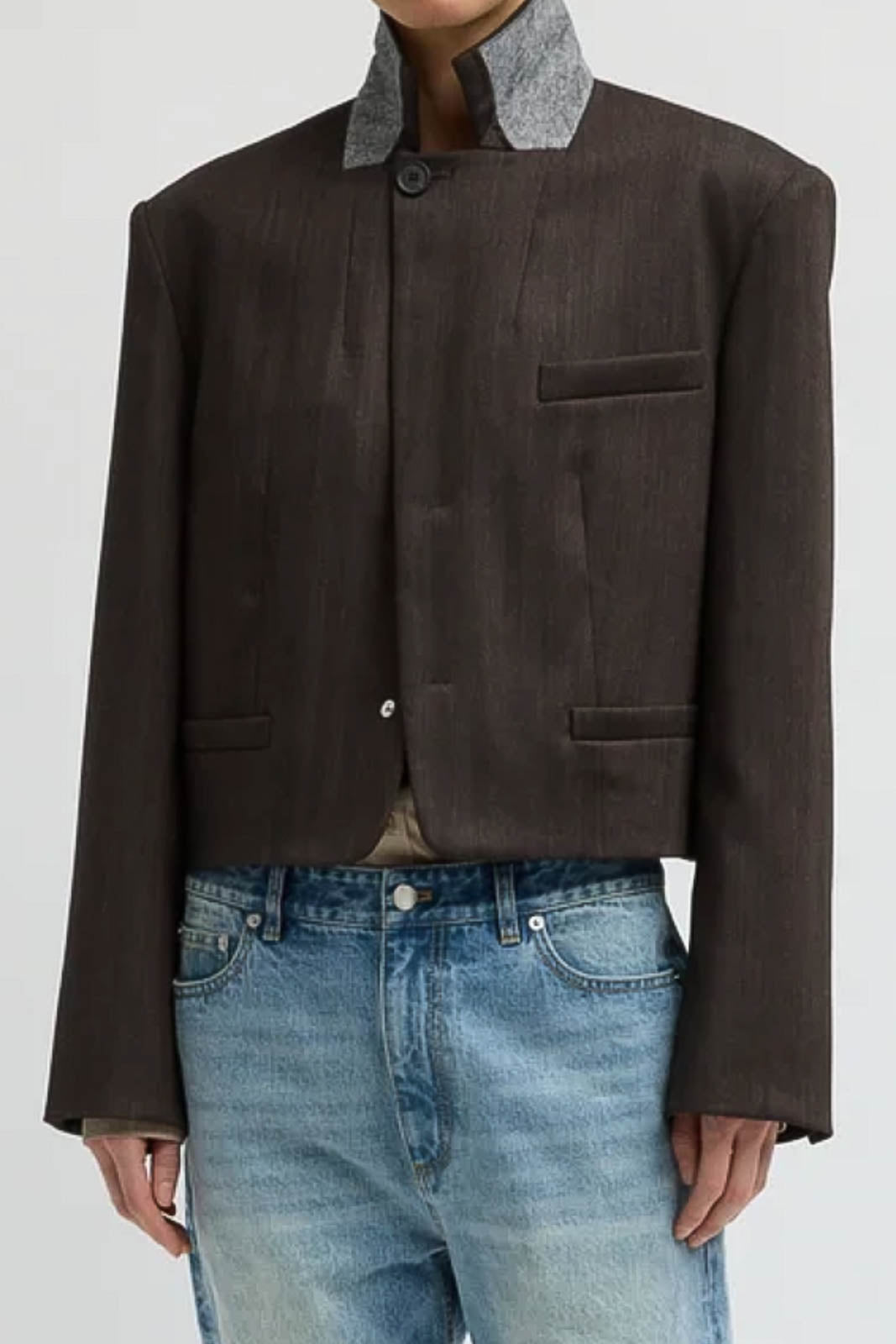 Tibi, Blazer Cropped in Brown Multi