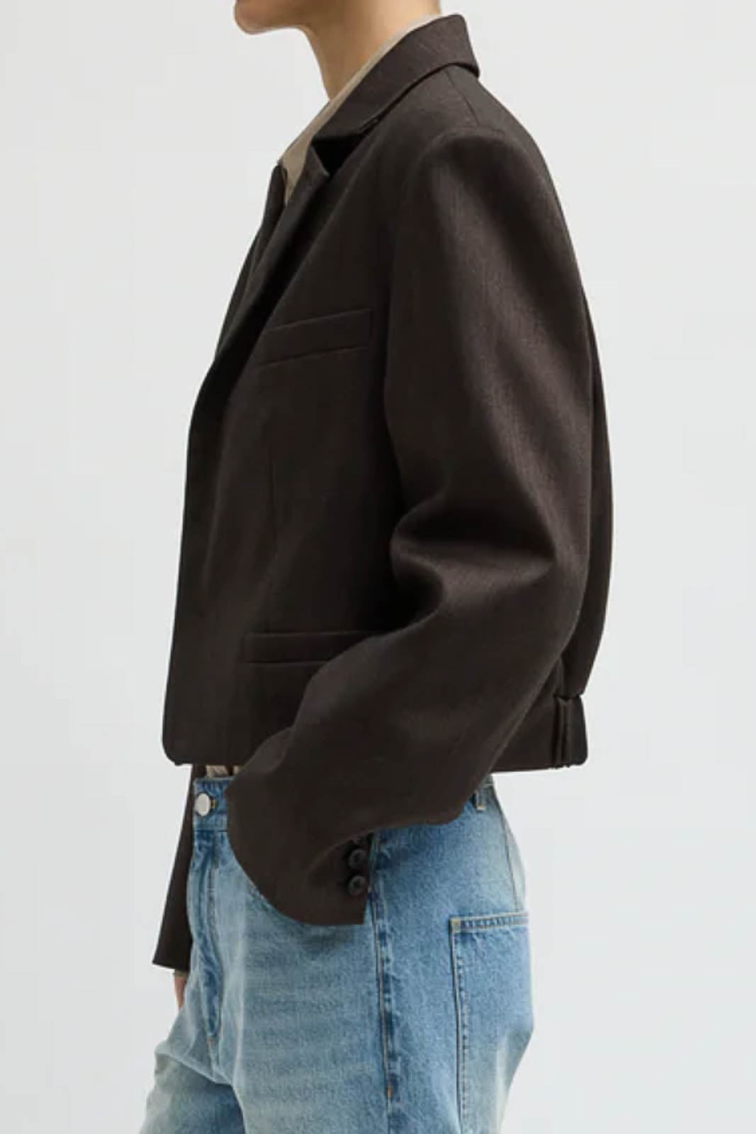 Tibi, Blazer Cropped in Brown Multi