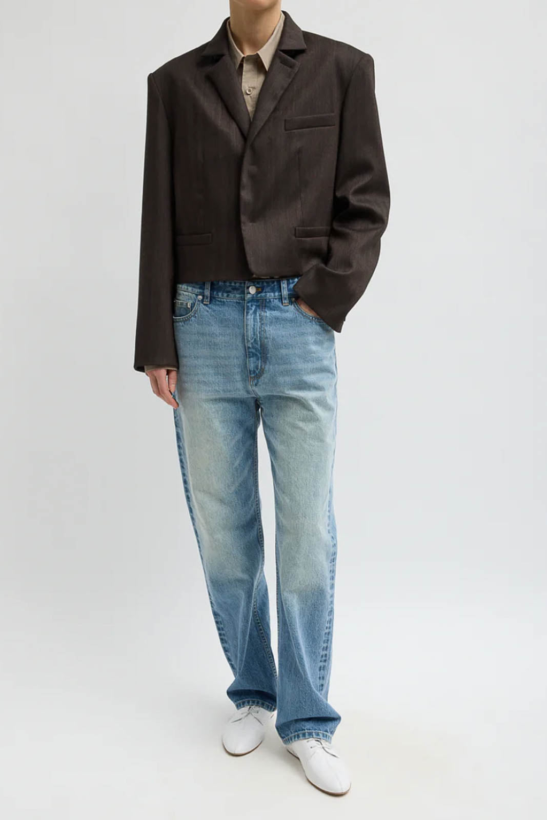 Tibi, Blazer Cropped in Brown Multi