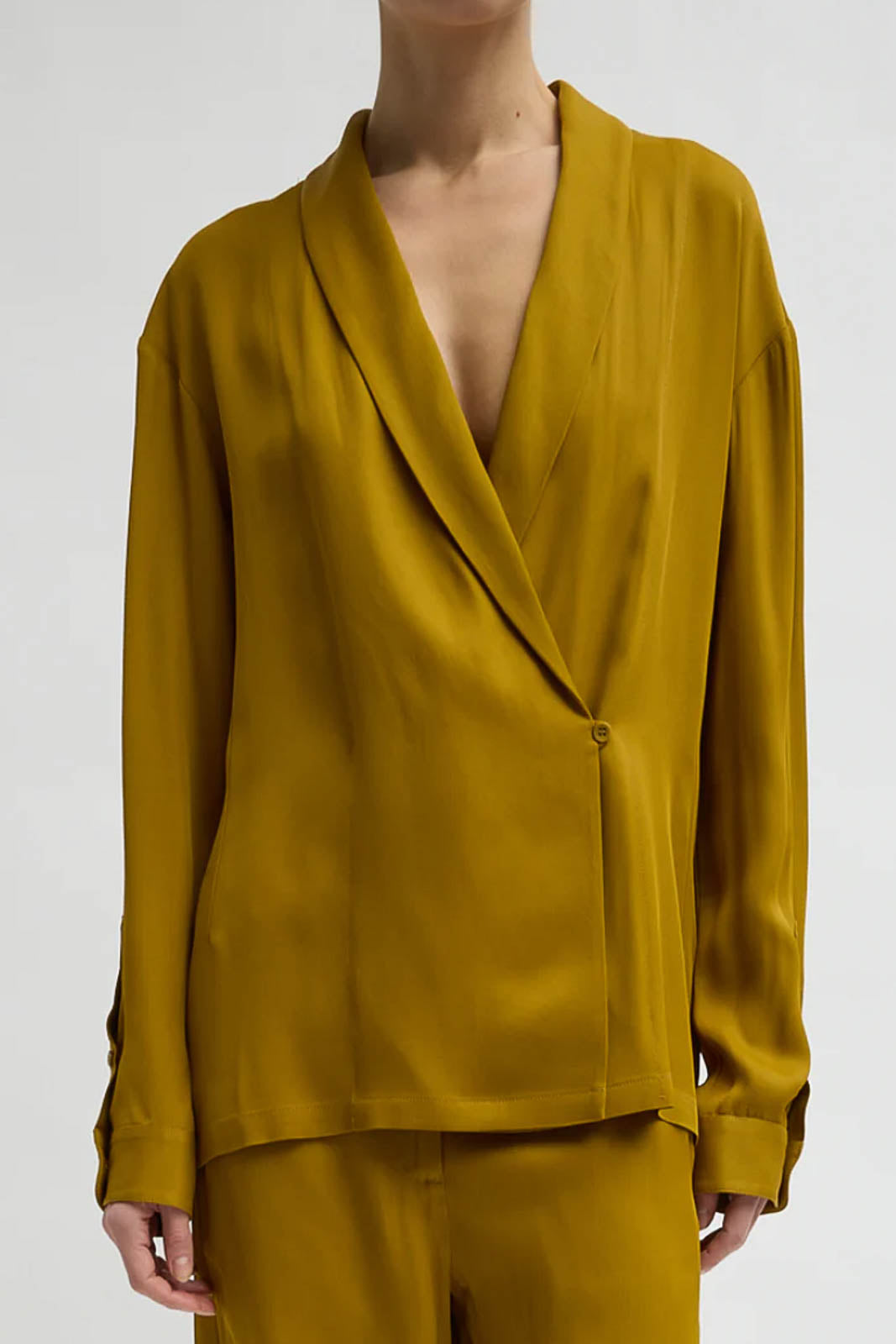 Tibi, Blazer Wrap Shirt in Mustard