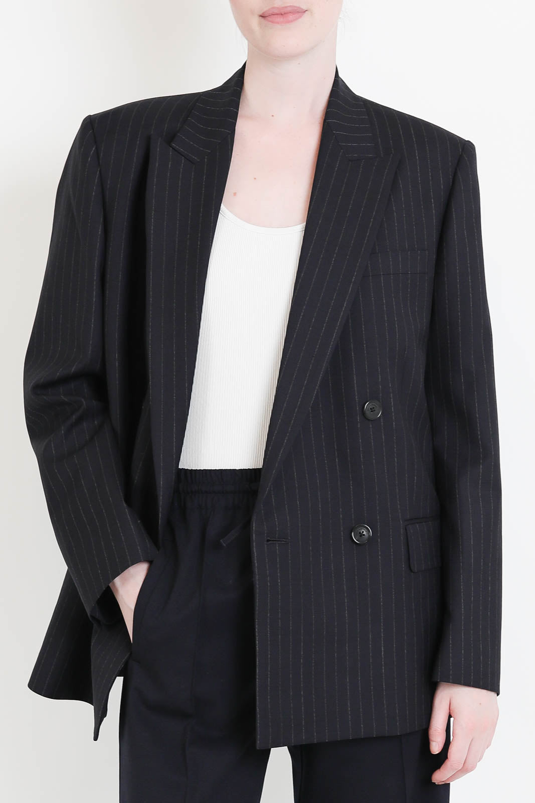 Nili Lotan, Blazer Leston in Midnight Pinstripes
