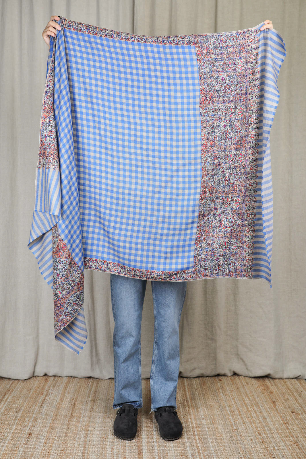 Schal Pashmina 3 in Blue Check