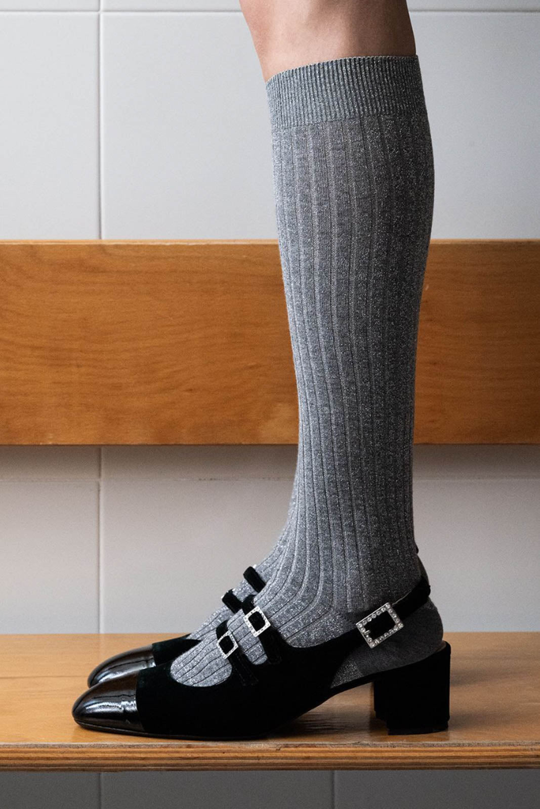 Socken Cherry Long in Schwarz