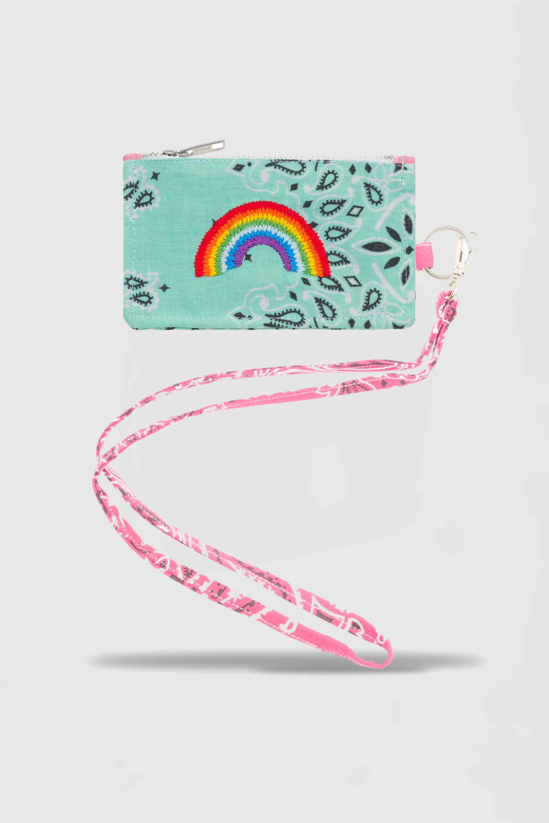 Tasche Porte Carte Rainbow in Mint/Pale Pink