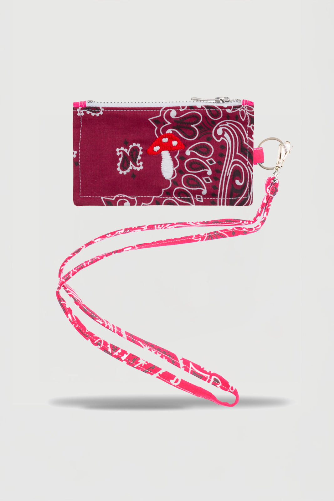 Tasche Porte Carte Champignon in Bordeaux/Fuchsia