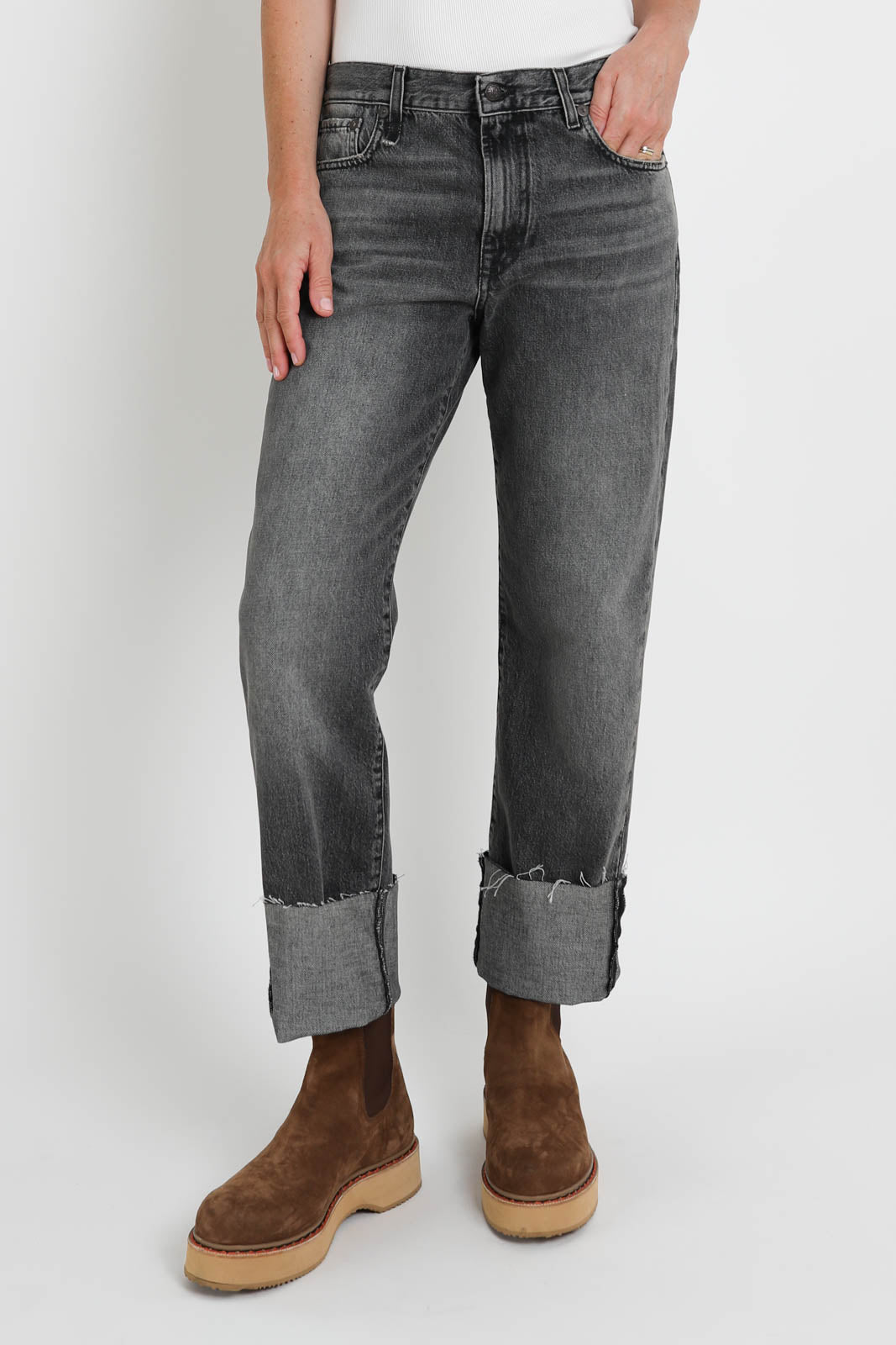 R13, Jeans Cuffed Romeo in Leyton Black
