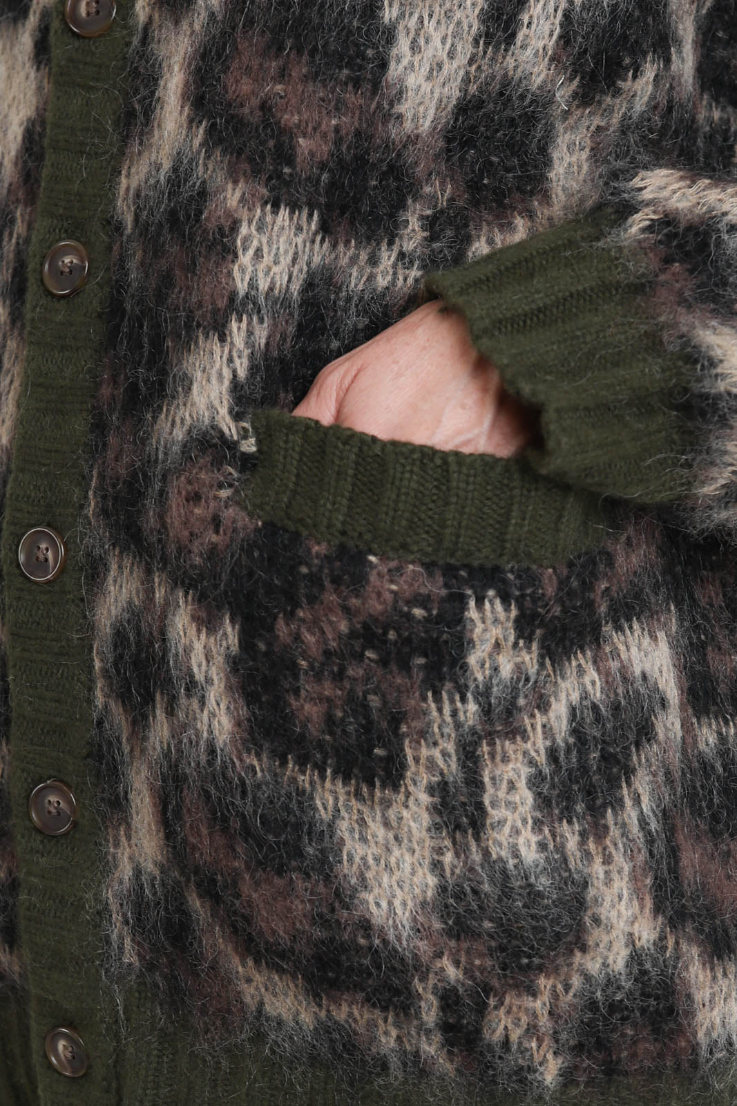 R13, Cardigan Oversized in Brown Leopard Mohair
