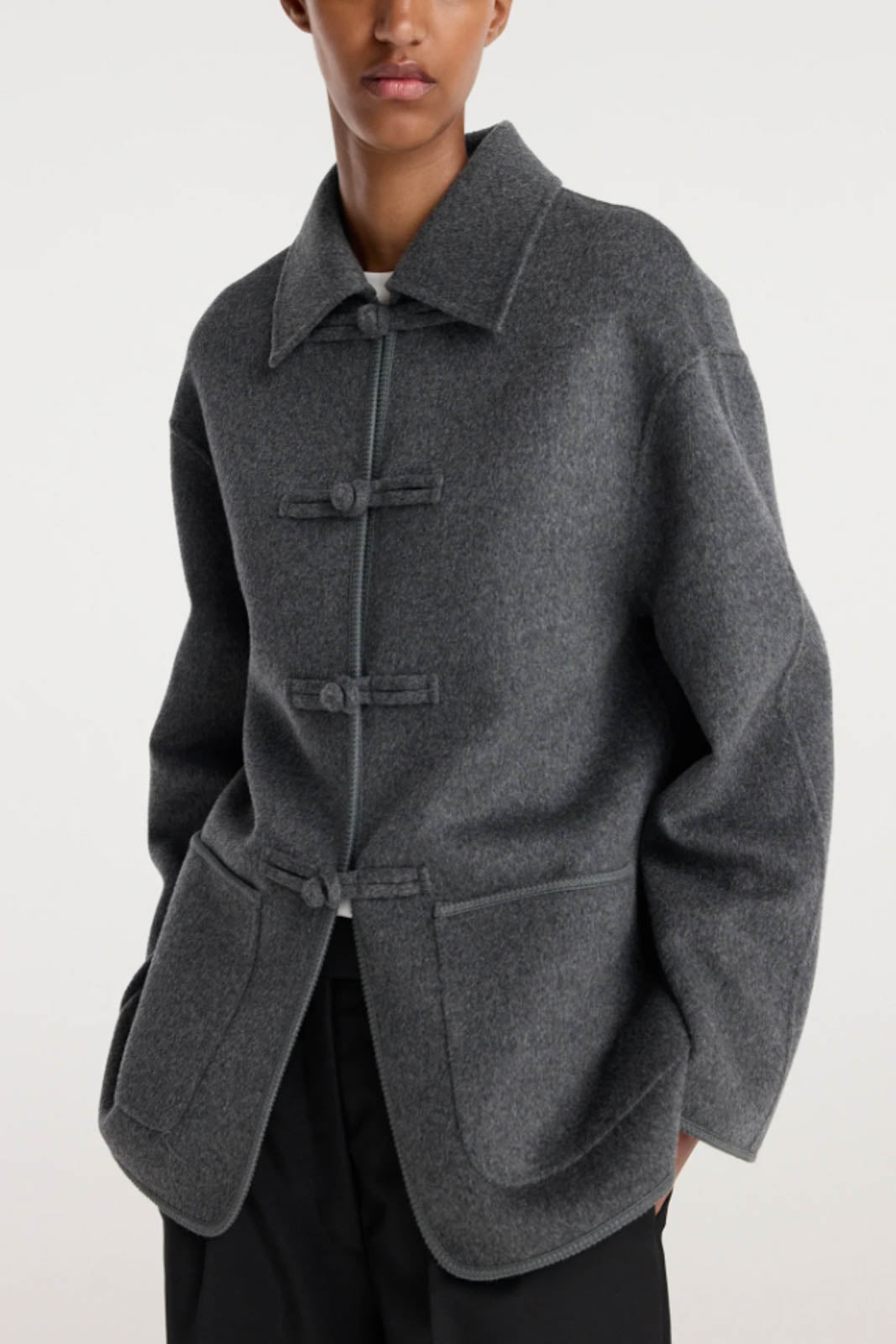 Rohe, Jacke Double-Faced in Dark Grey Melange