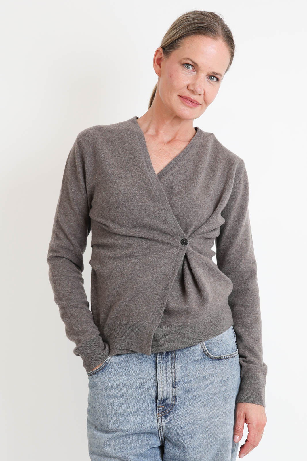 Róhe, Cardigan Twistet in Ballet Mud