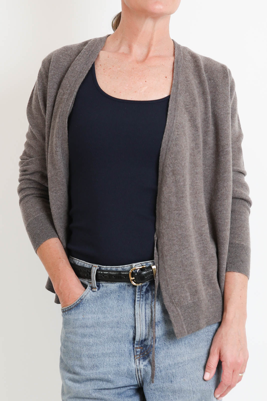 Róhe, Cardigan Twistet in Ballet Mud
